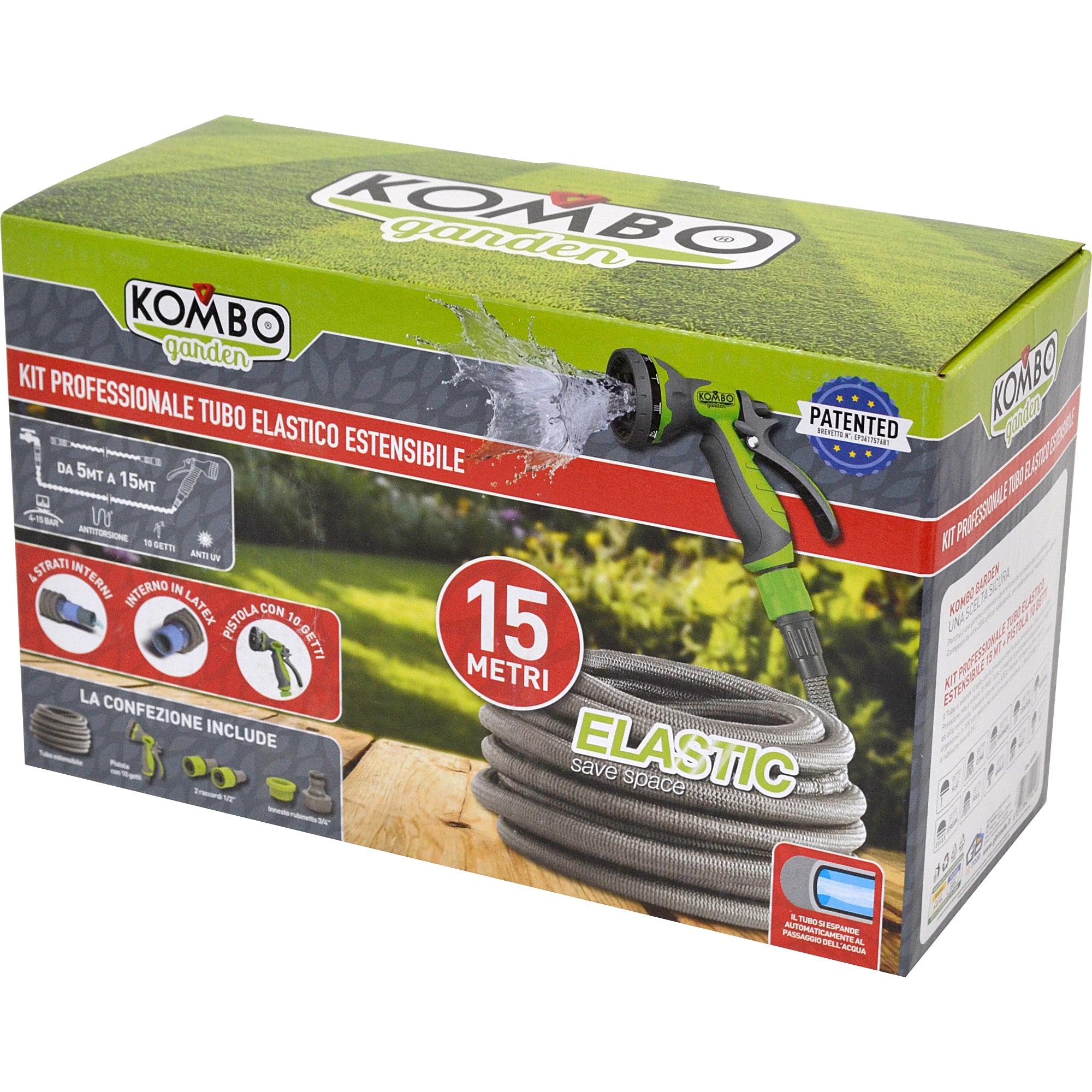 Tubo Estensibile Kombo 15m e Kit Pistola 10 Getti Professional