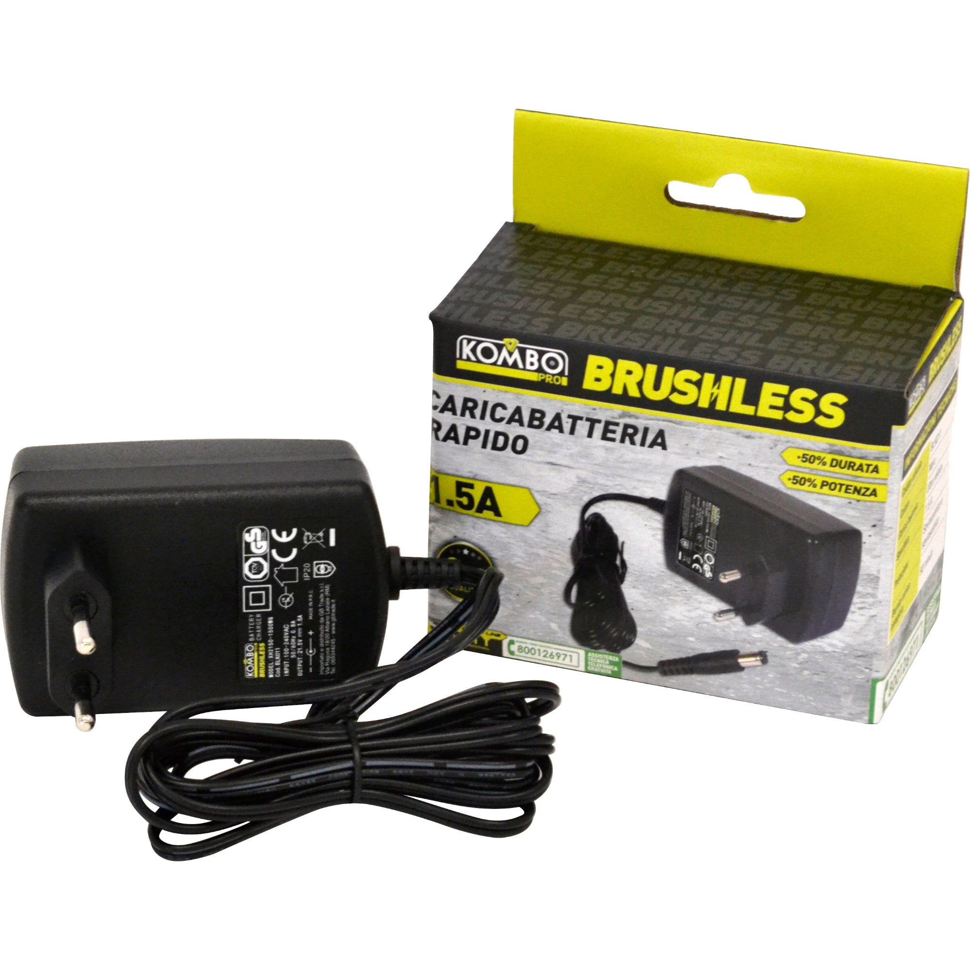 Caricabatteria di ricambio KOMBO PRO Brushless 1.5Ah per batterie BLK009 e BLK010