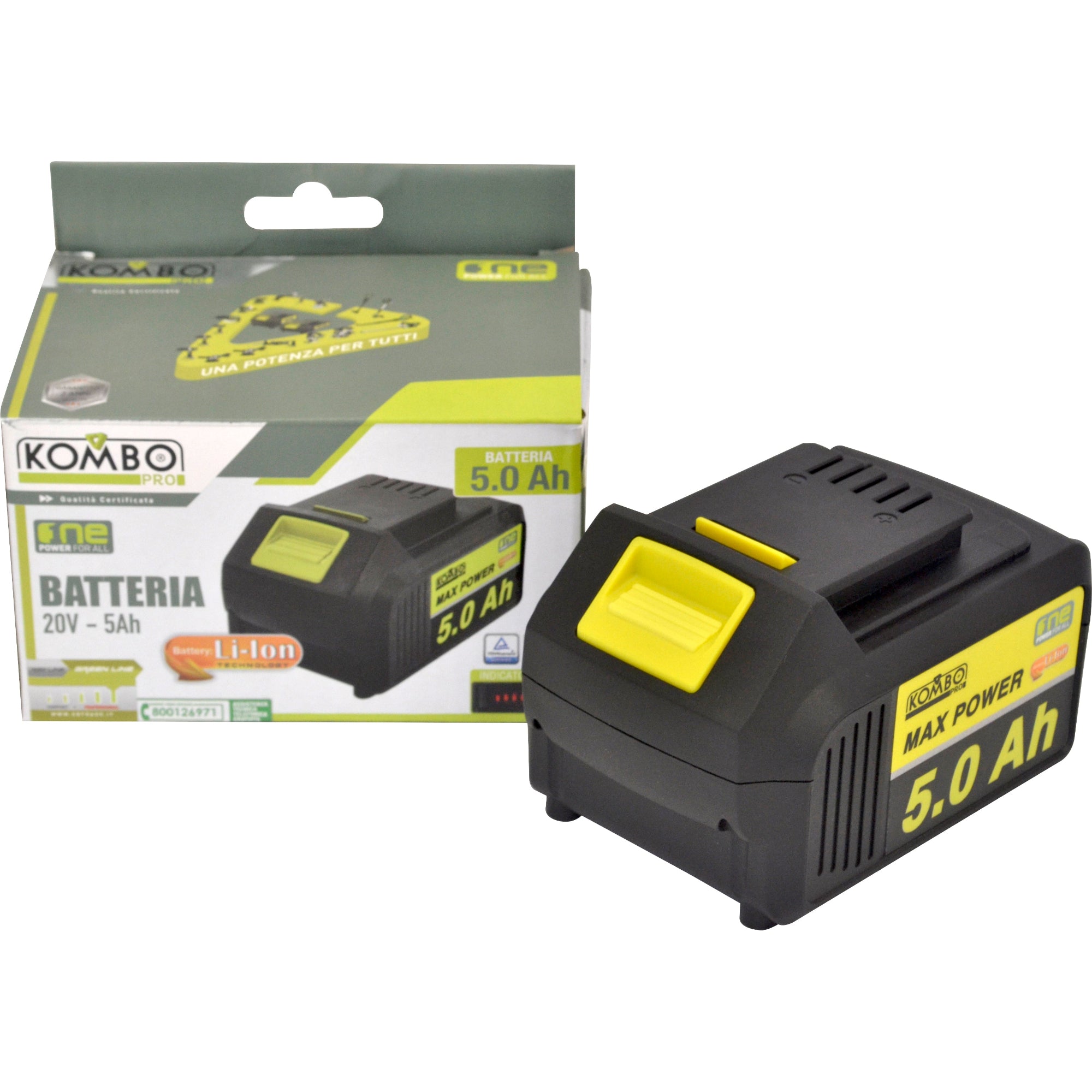 Batteria professionale KOMBO PRO 20V 5.0Ah Li-ion potenza 1125W