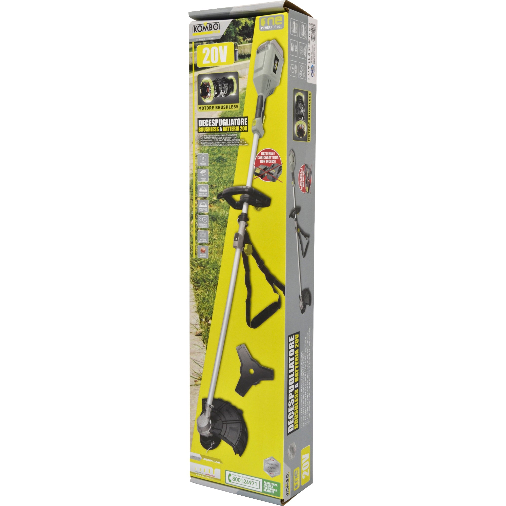 Decespugliatore a batteria 20V KOMBO PRO Brushless con lama 3 denti e testina nylon