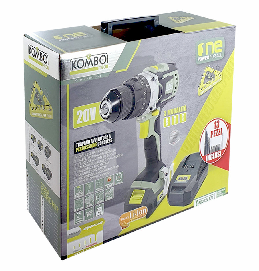 KOMBO PRO Trapano/avvitatore a percussione cordless 20V