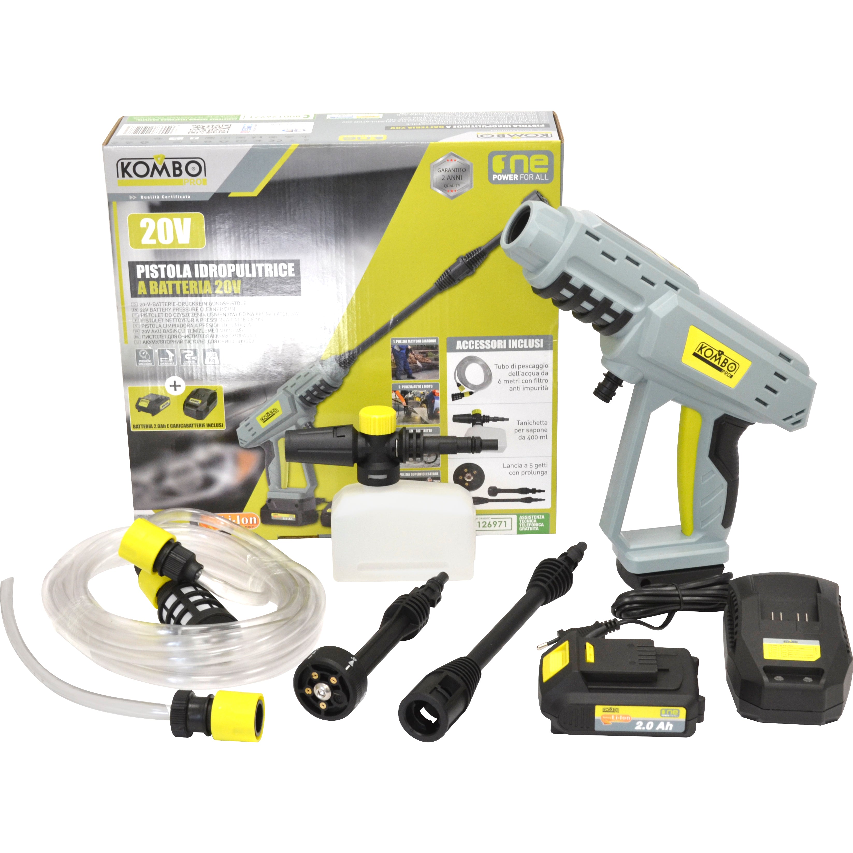 KOMBO Pistola idropulitrice cordless con batteria 2,0Ah 20V