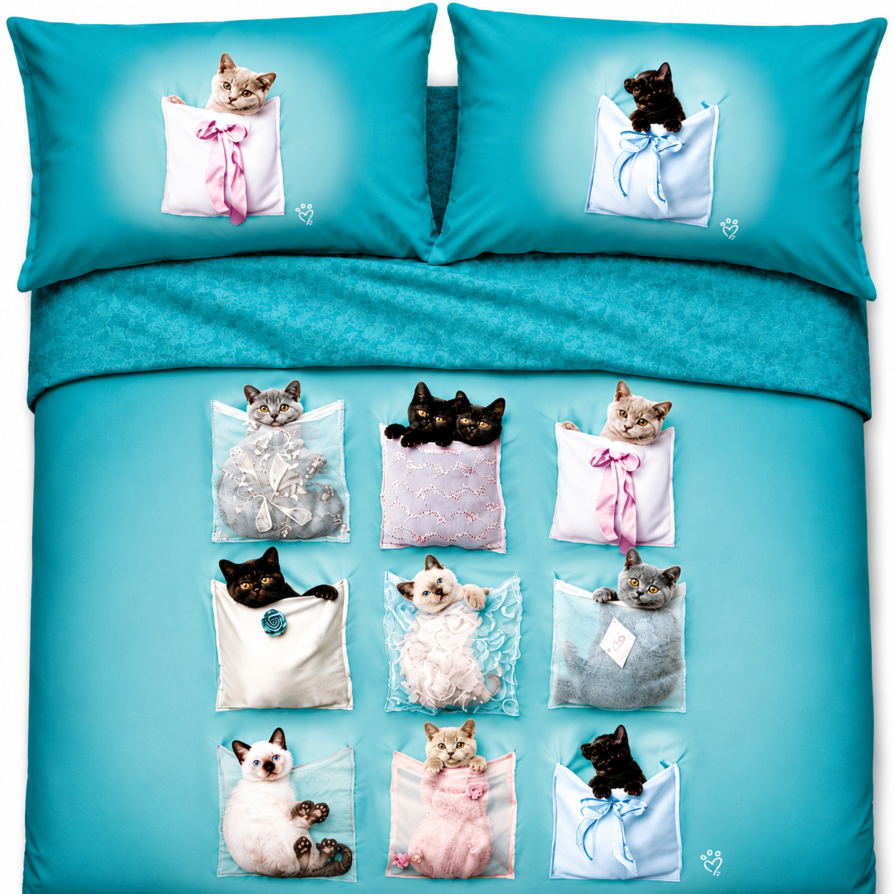 BASSETTI Completo letto in cotone con immagini fotografiche Made in Italy