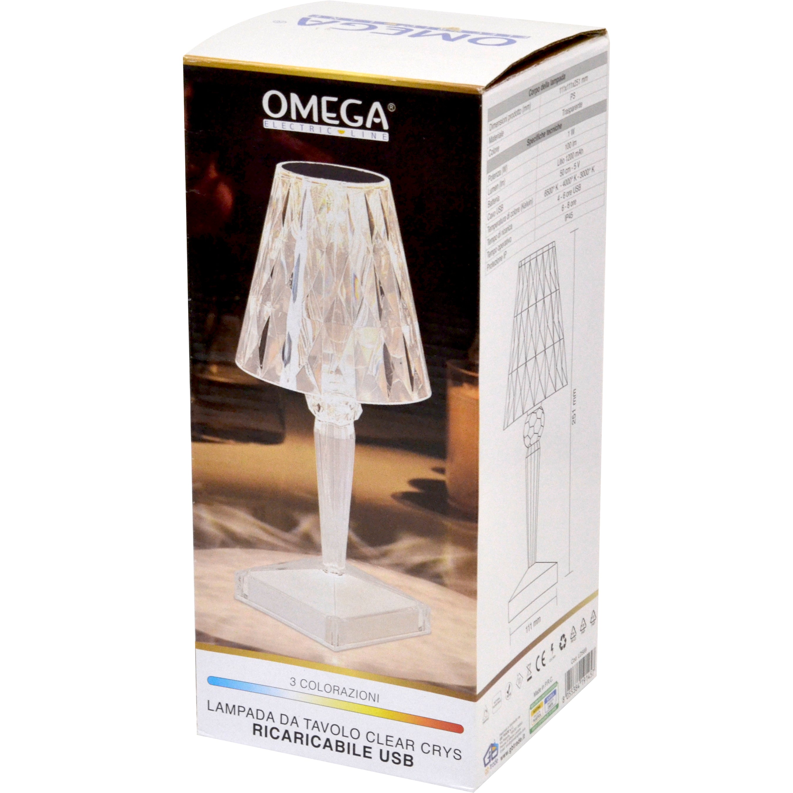 OMEGA Lampada da tavolo Clear Crystal