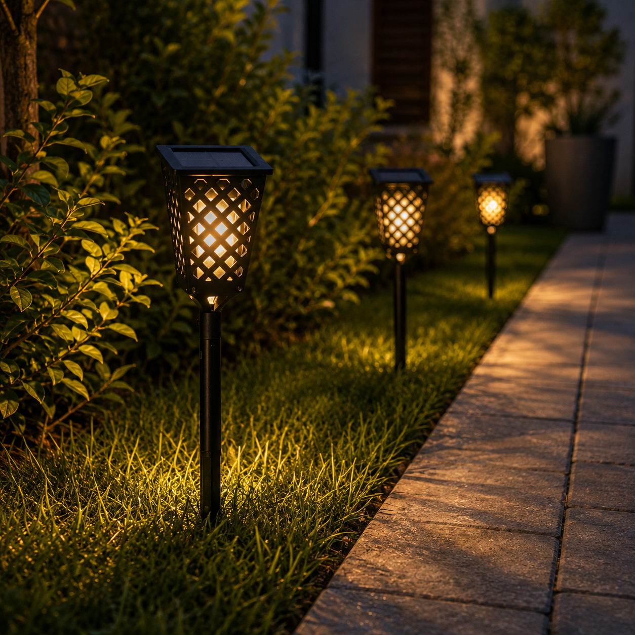 OMEGA Lampada Solare LED Flame 43 cm Effetto Fiamma IP44