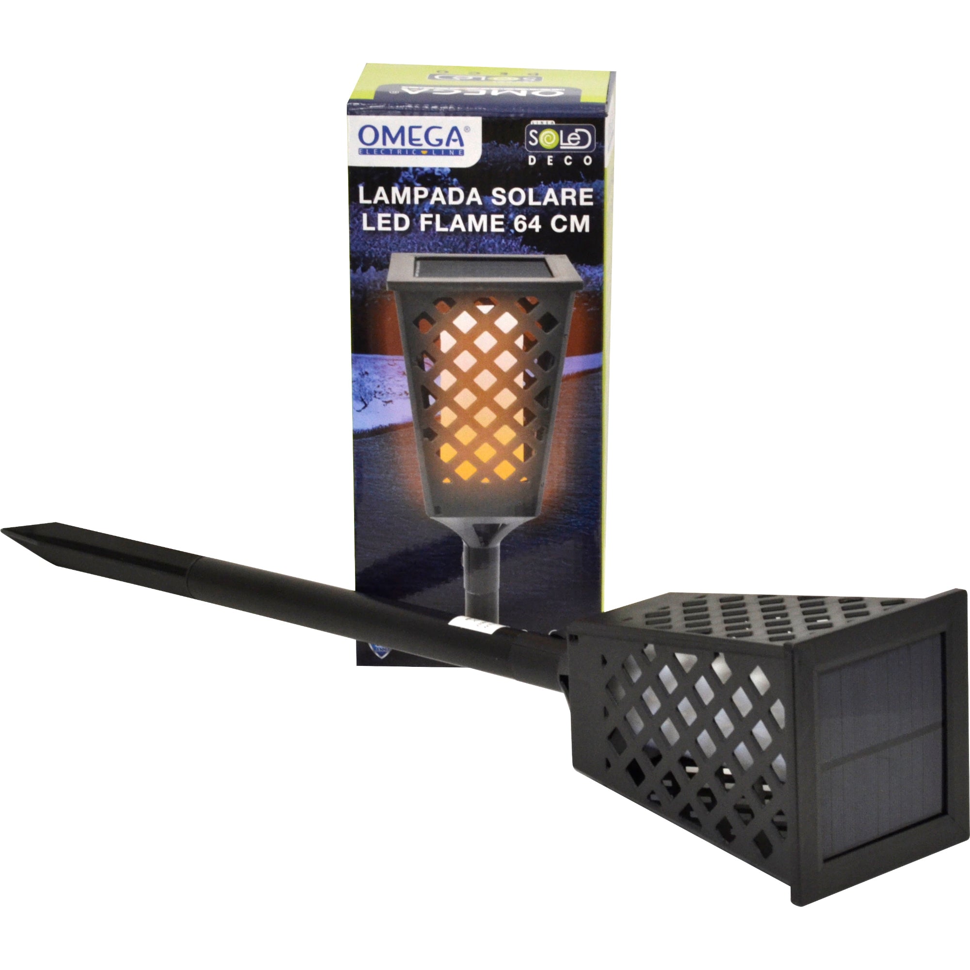 OMEGA Lampada Solare LED Flame 64cm Effetto Fiamma IP44