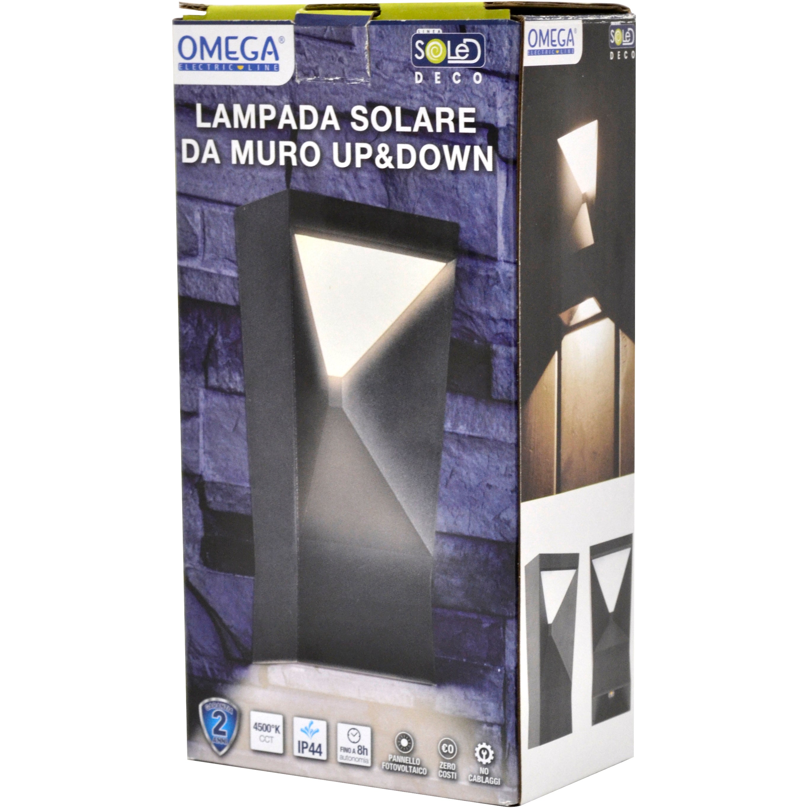 OMEGA Lampada esterna da muro Up&Down a ricarica solare