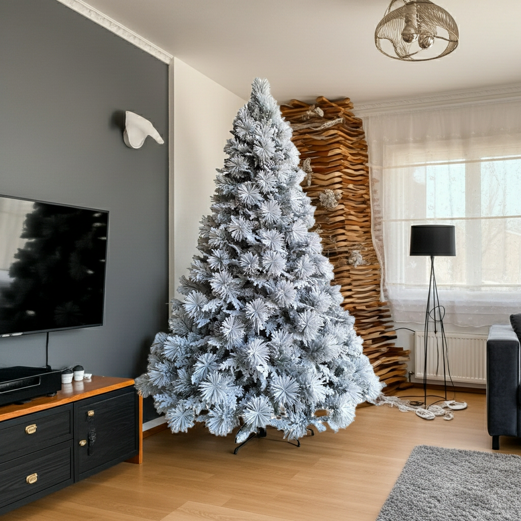 MERCURY HOME Albero di Natale innevato con pigne Crans Montana