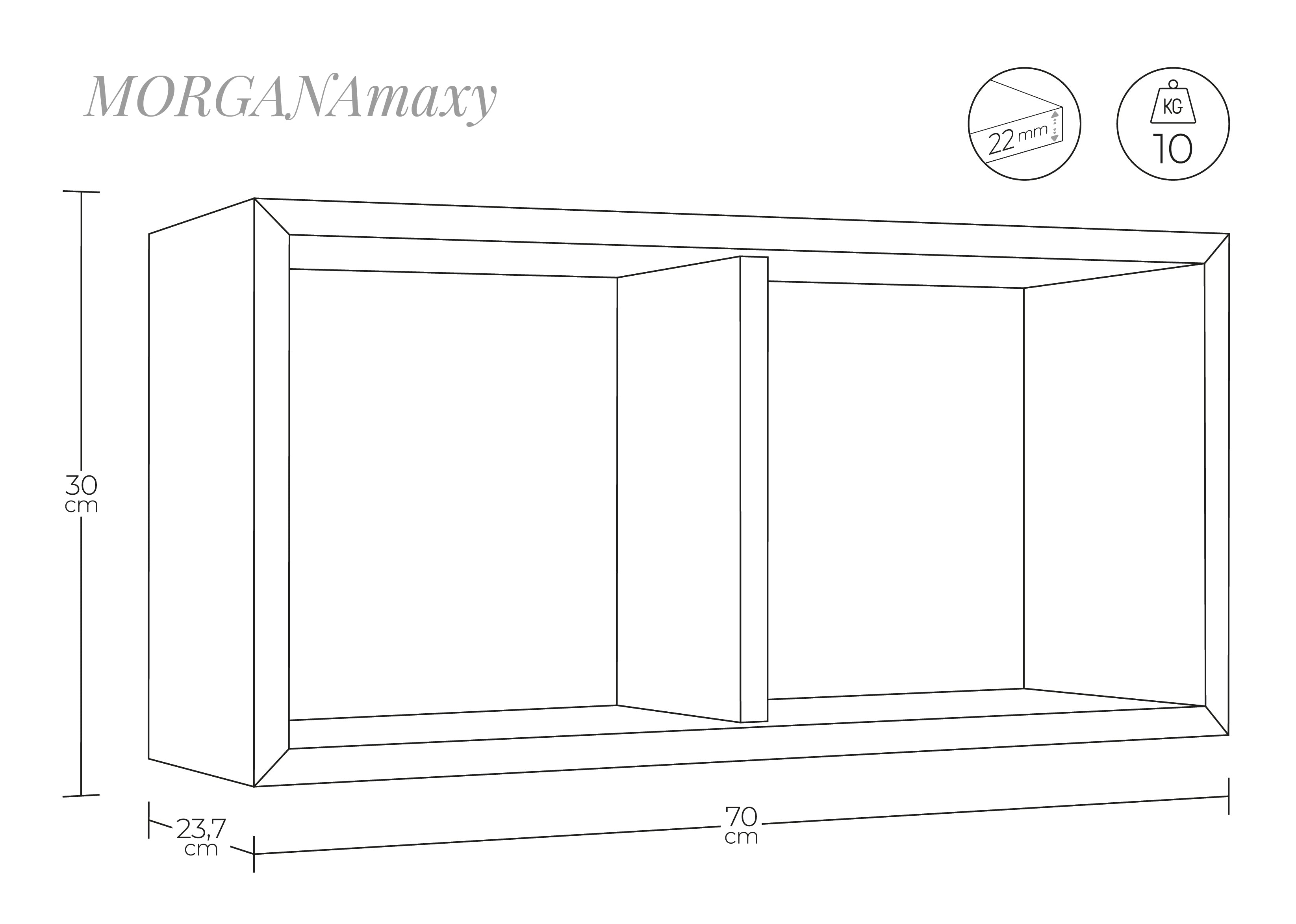 MODULARREDO Mensola Cubo Rettangolare Morgana Maxi 70x35 cm