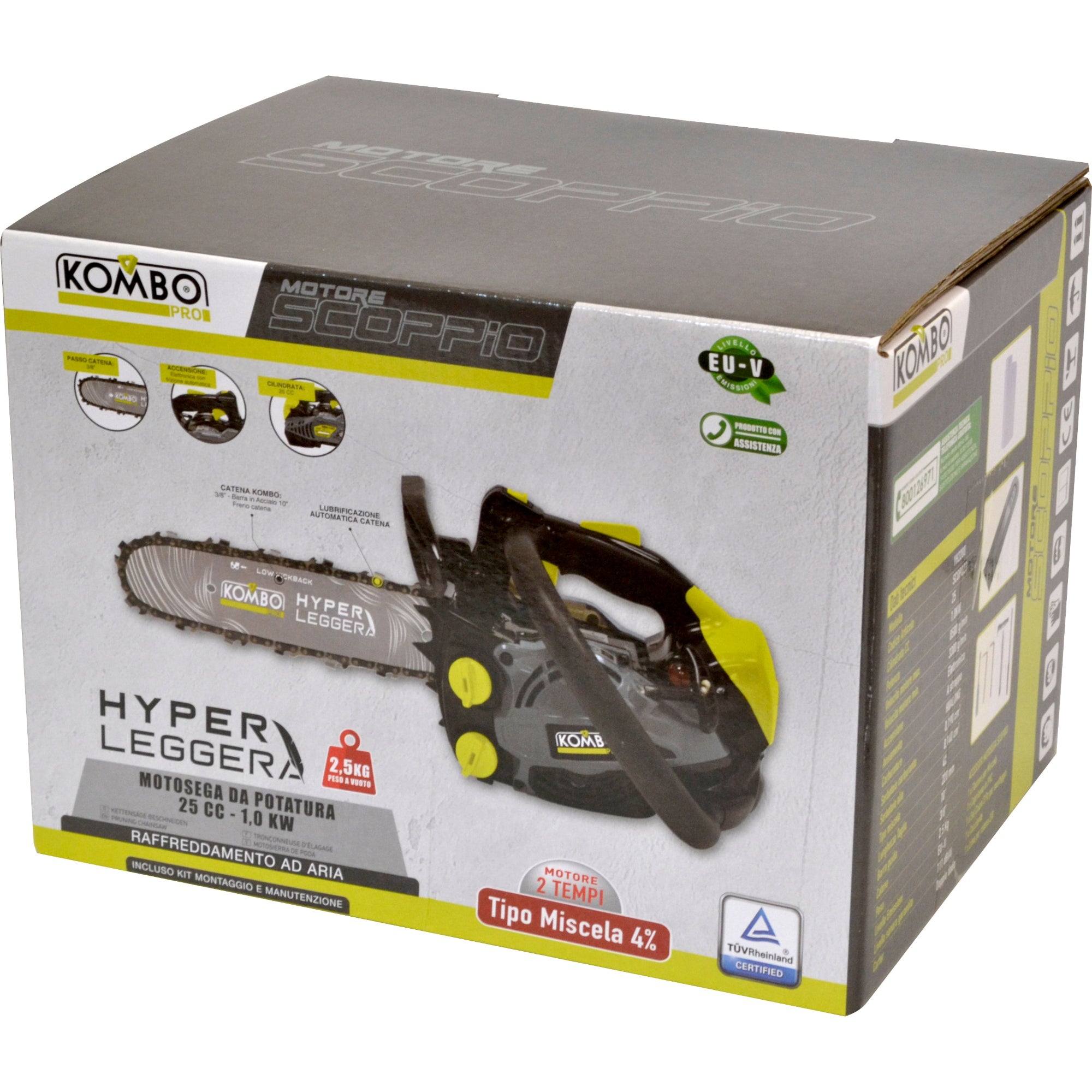 Motosega da potatura iperleggera KOMBO PRO 25cc peso 2.5kg barra 22.5cm