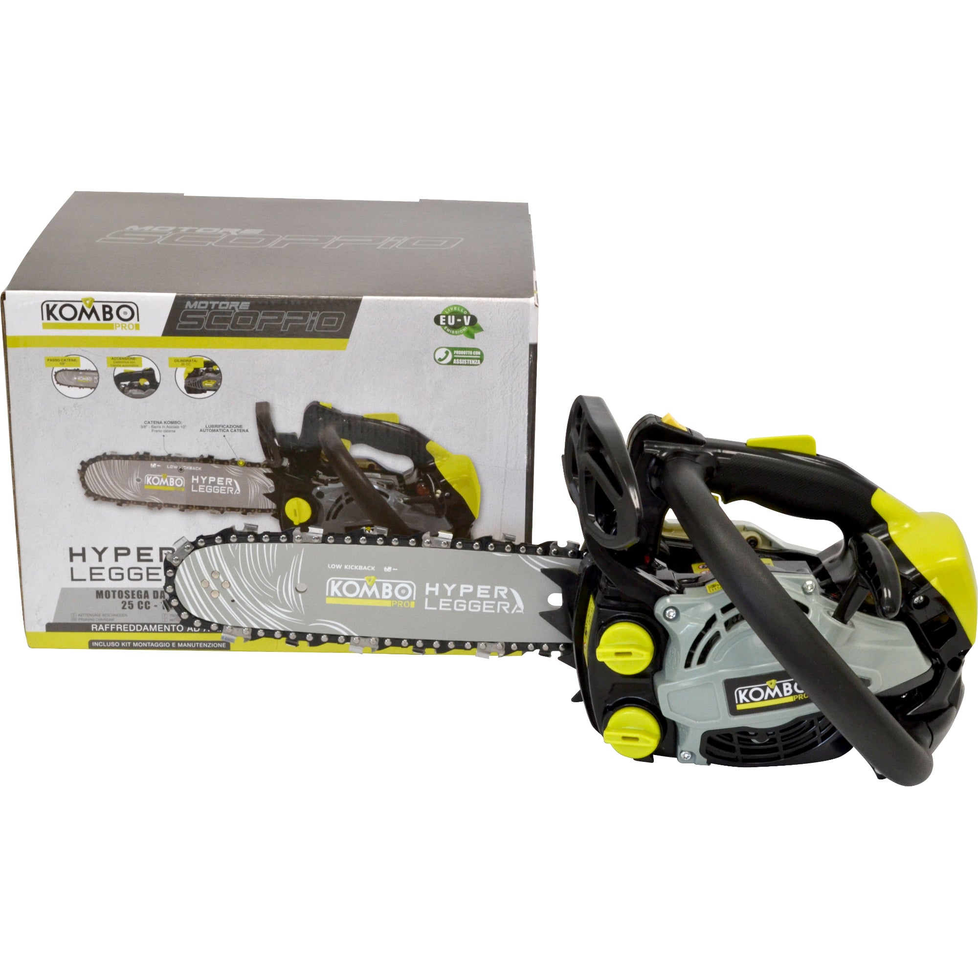 Motosega da potatura iperleggera KOMBO PRO 25cc peso 2.5kg barra 22.5cm