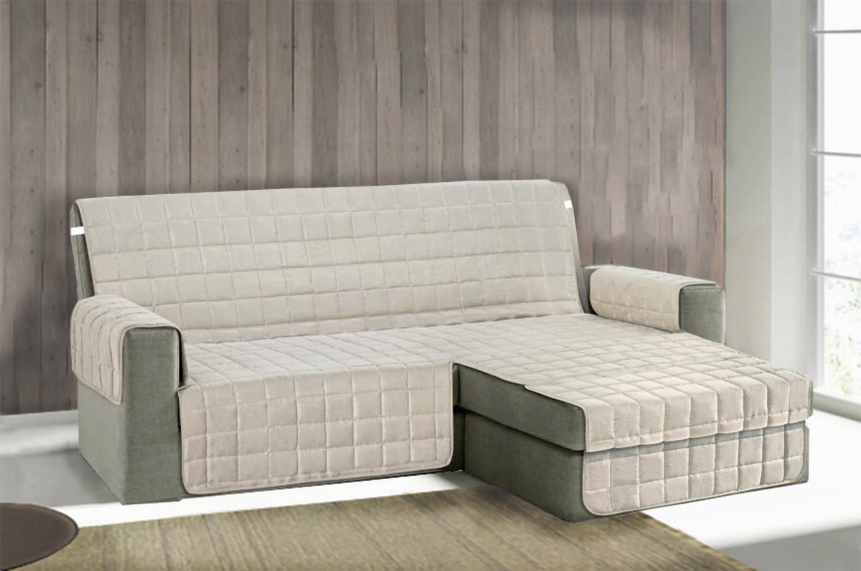 TESS HOME COLLECTION Copridivano Trapuntato Antimacchia con Penisola 2 Posti