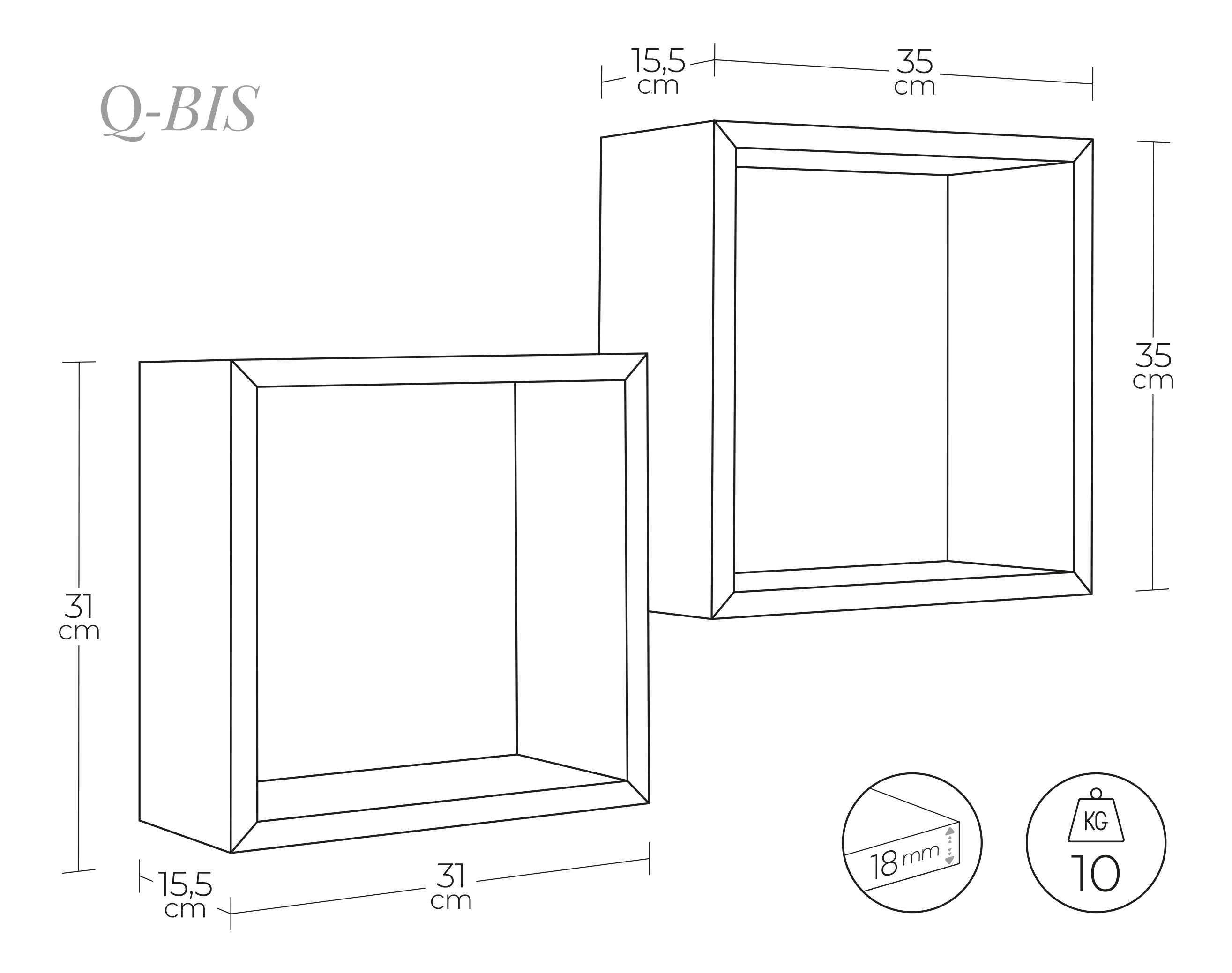 MODULARREDO Mensola da muro Q-Bis