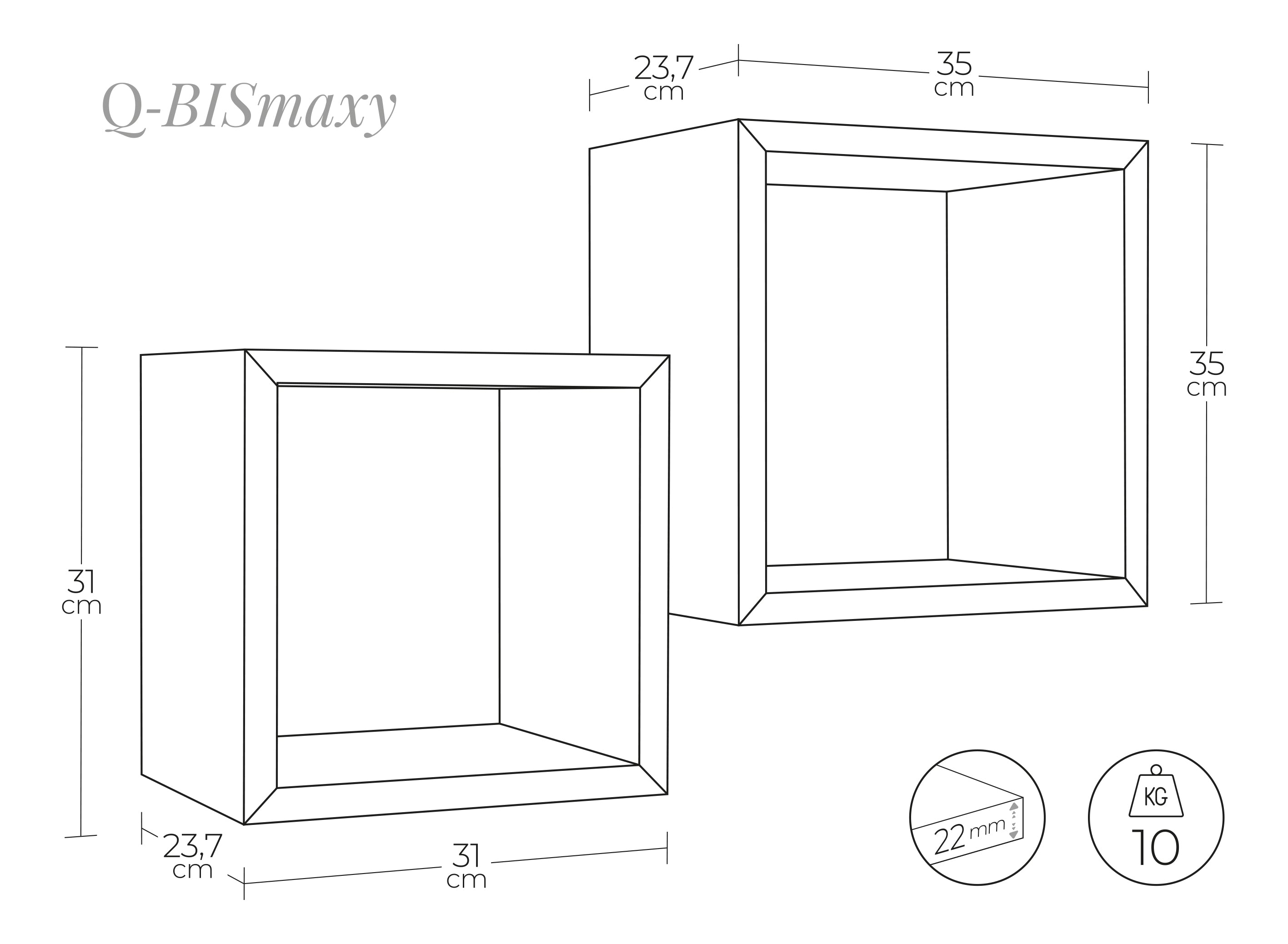 MODULARREDO Mensola da muro Q-Bis Maxi