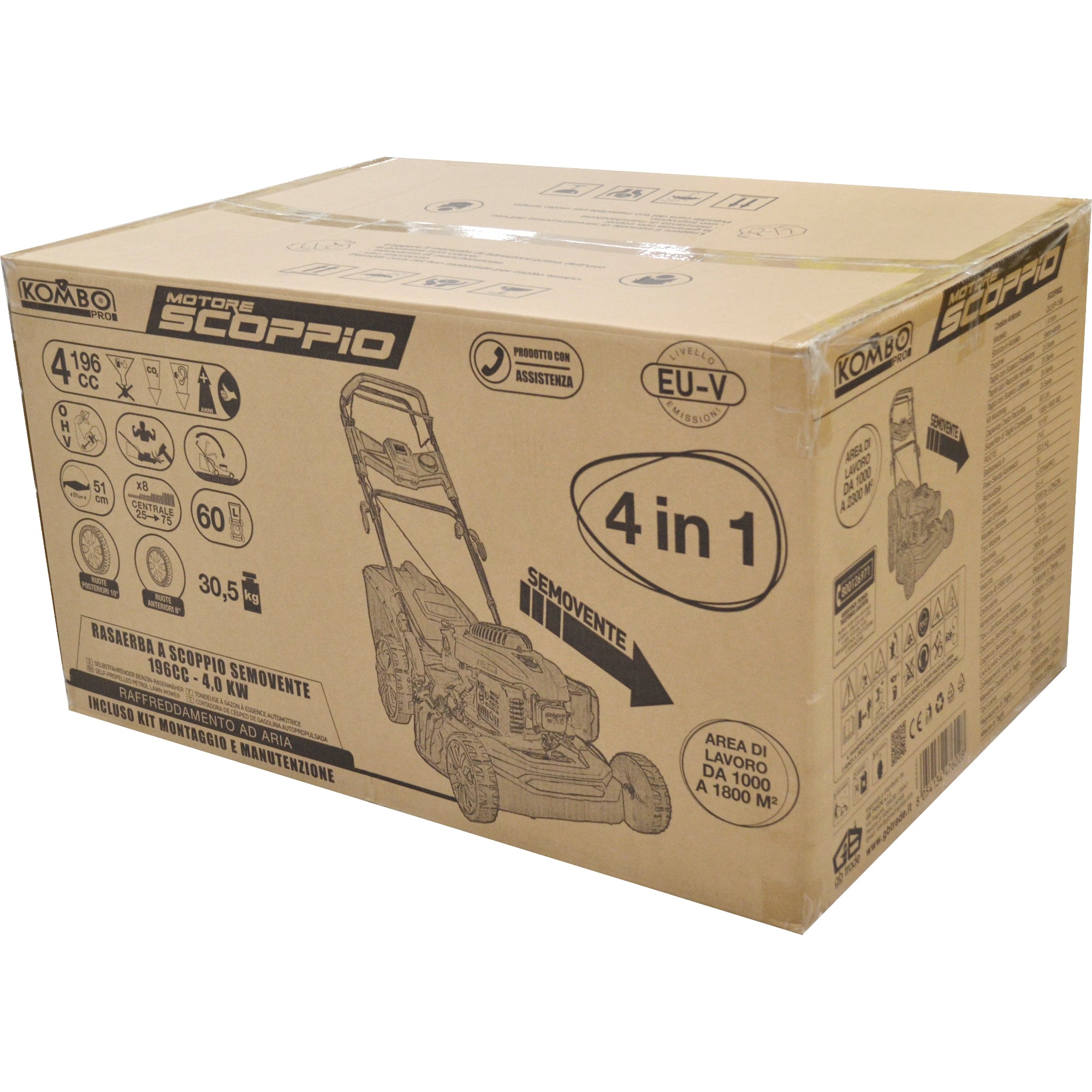 Rasaerba semovente KOMBO PRO 196cc motore Loncin taglio 51cm scarico laterale