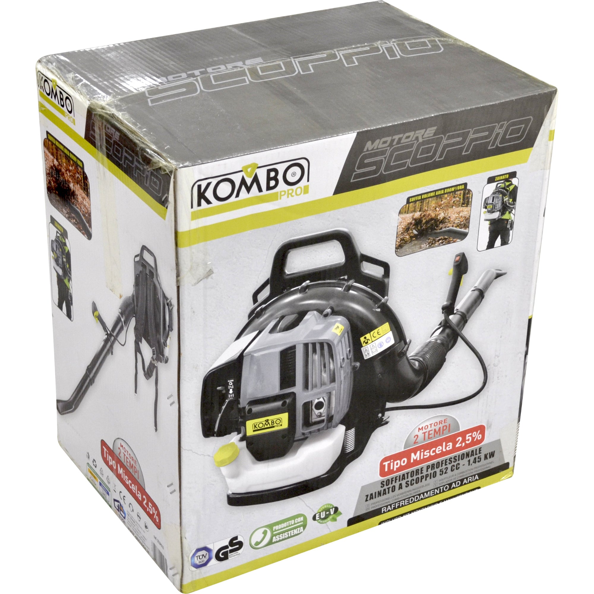 KOMBO PRO Soffiatore A Spalle Professionale 2 Tempi Da 52cc Potenza 2.0 HP e Comfort EU V