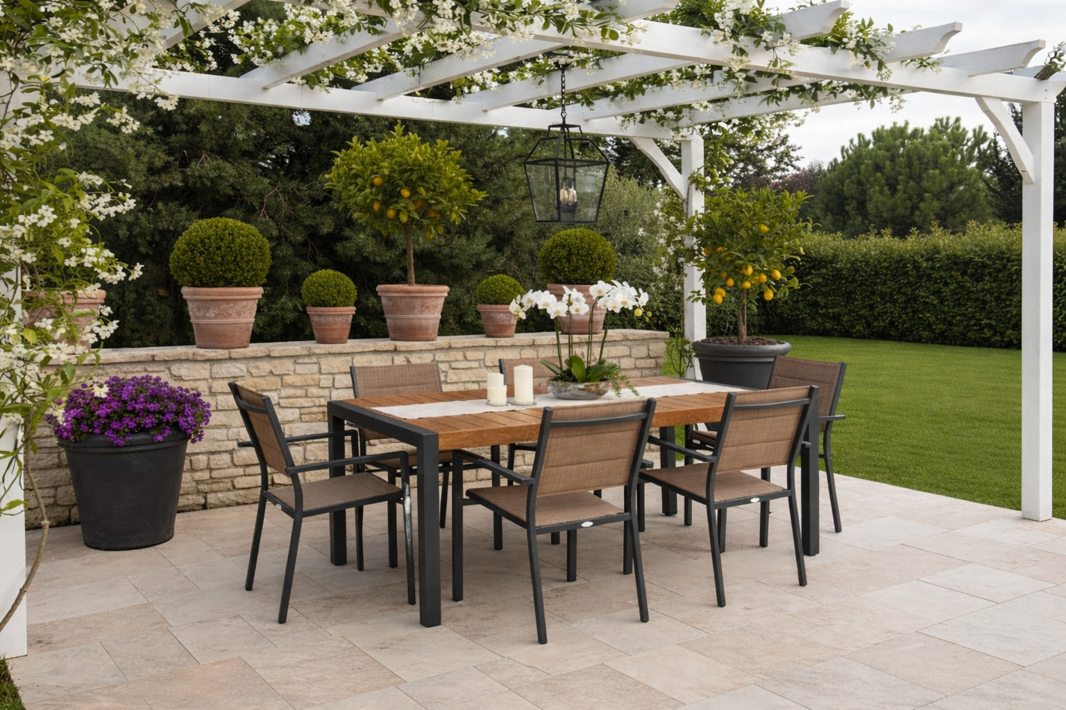 CLIMA NATURA Set Tavolo Zaira Wood 160-240cm e Sedie Melia