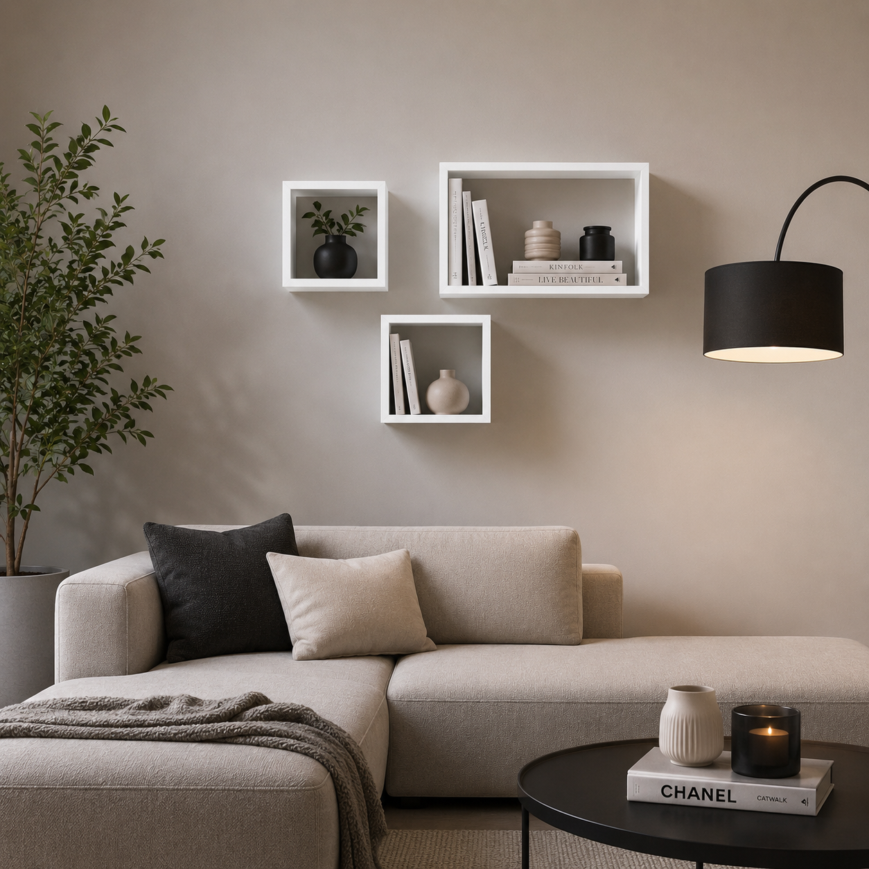 MODULARREDO Set 3 Mensole da Muro Tribù 1 Rettangolare e 2 Cubi