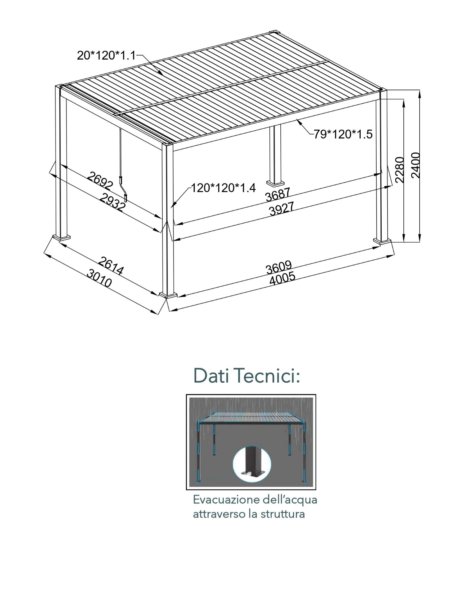 CLIMA NATURA Pergola Bioclimatica Manuale Vitalba 4,00x3,00x2,40 mt