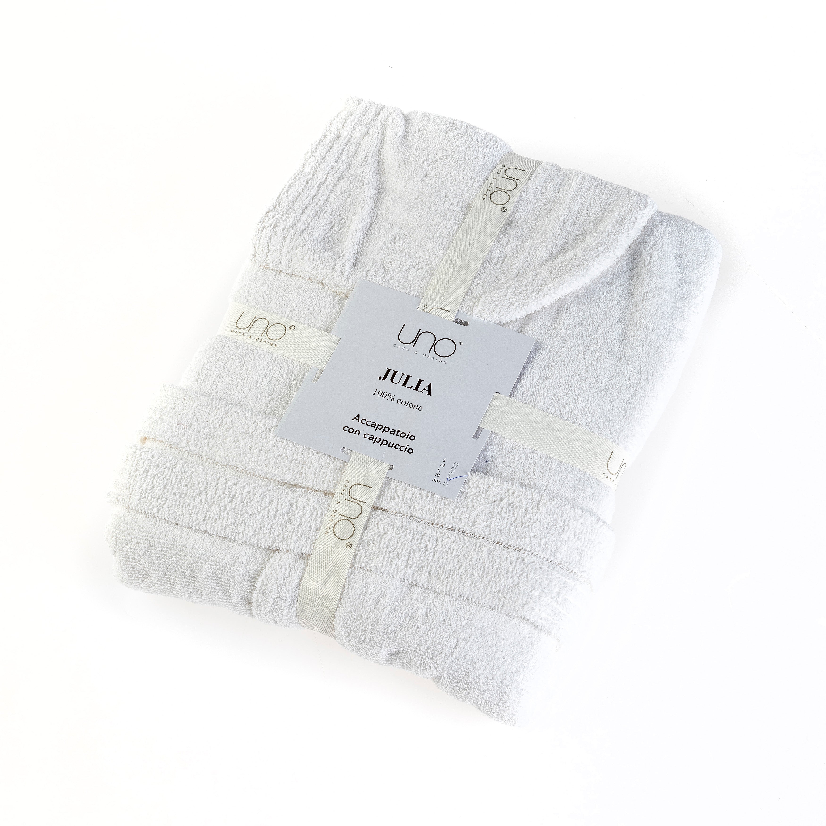 UNO DESIGN Accappatoio con Cappuccio Julia in Spugna di Puro Cotone 400 gr