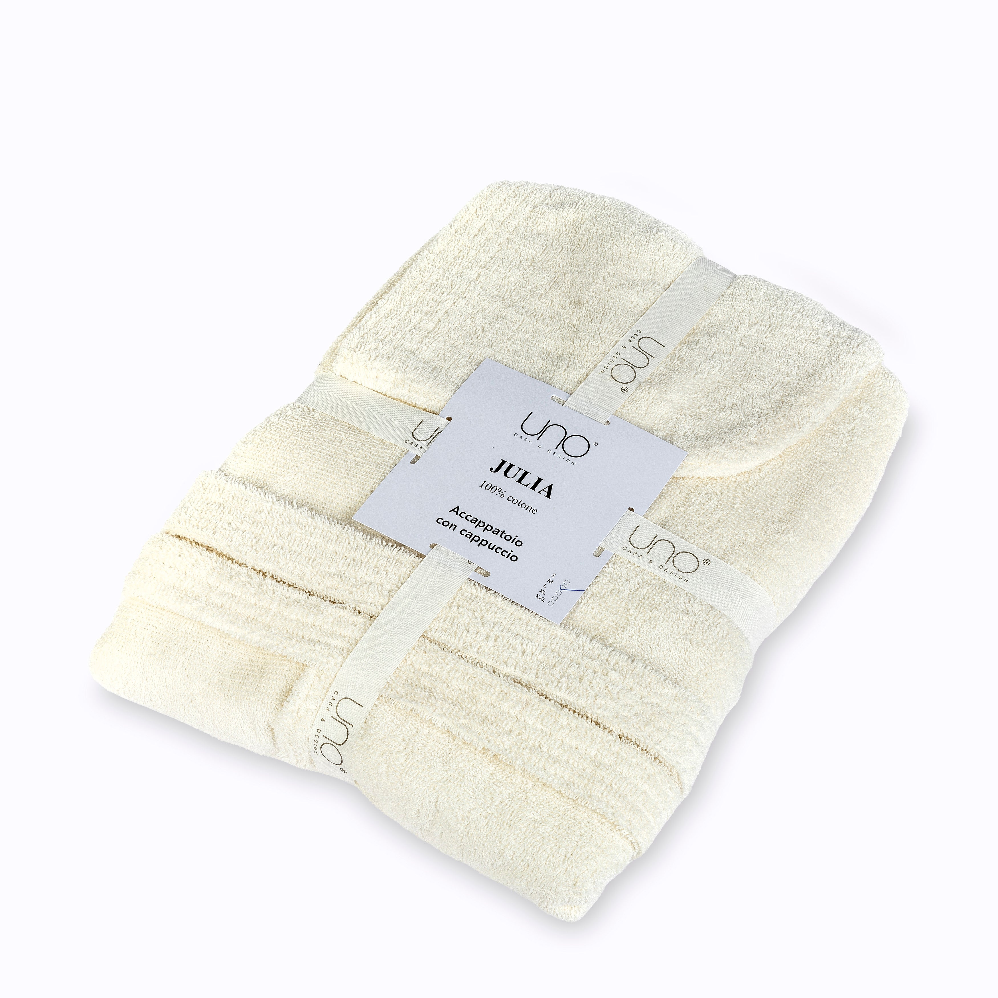 UNO DESIGN Accappatoio con Cappuccio Julia in Spugna di Puro Cotone 400 gr