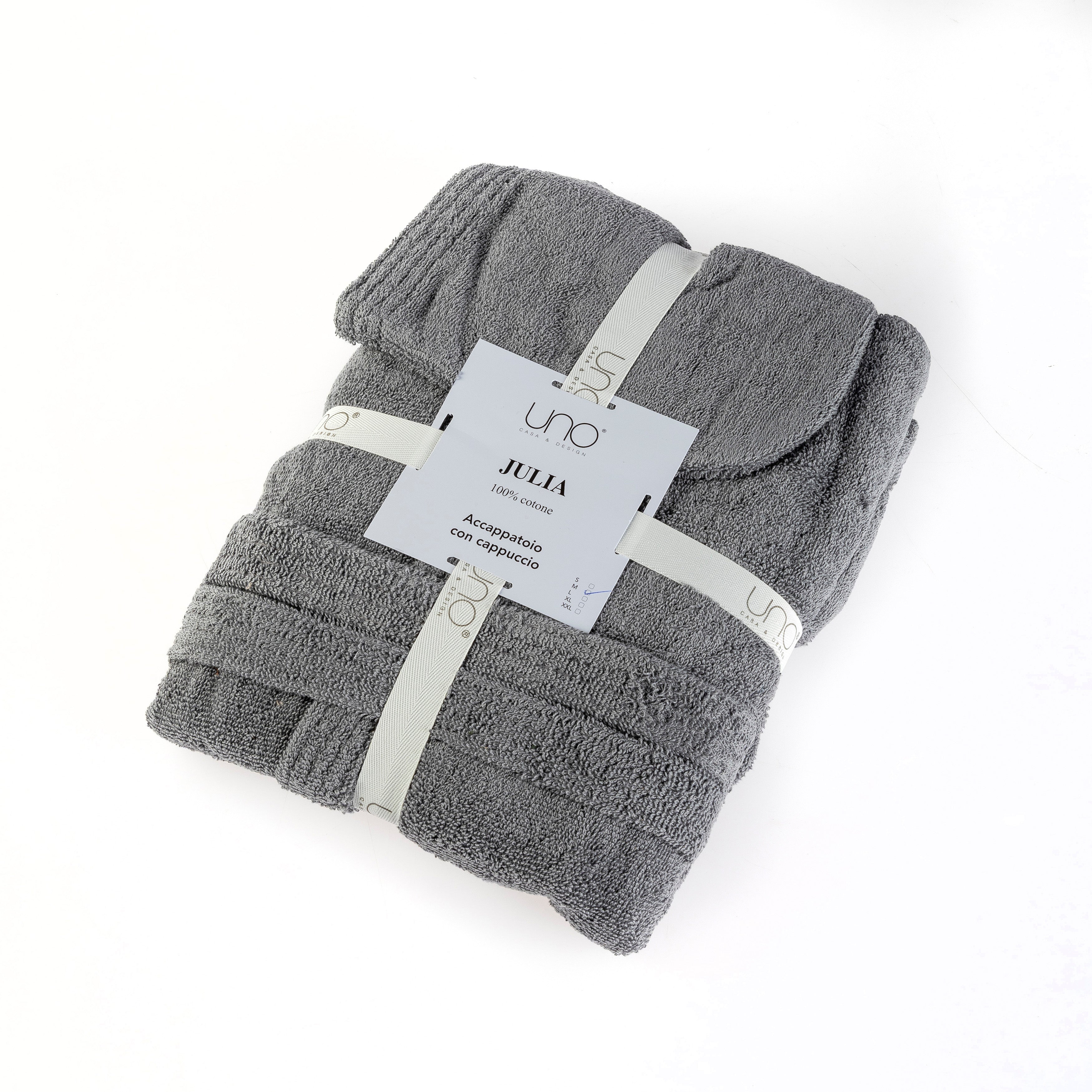 UNO DESIGN Accappatoio con Cappuccio Julia in Spugna di Puro Cotone 400 gr
