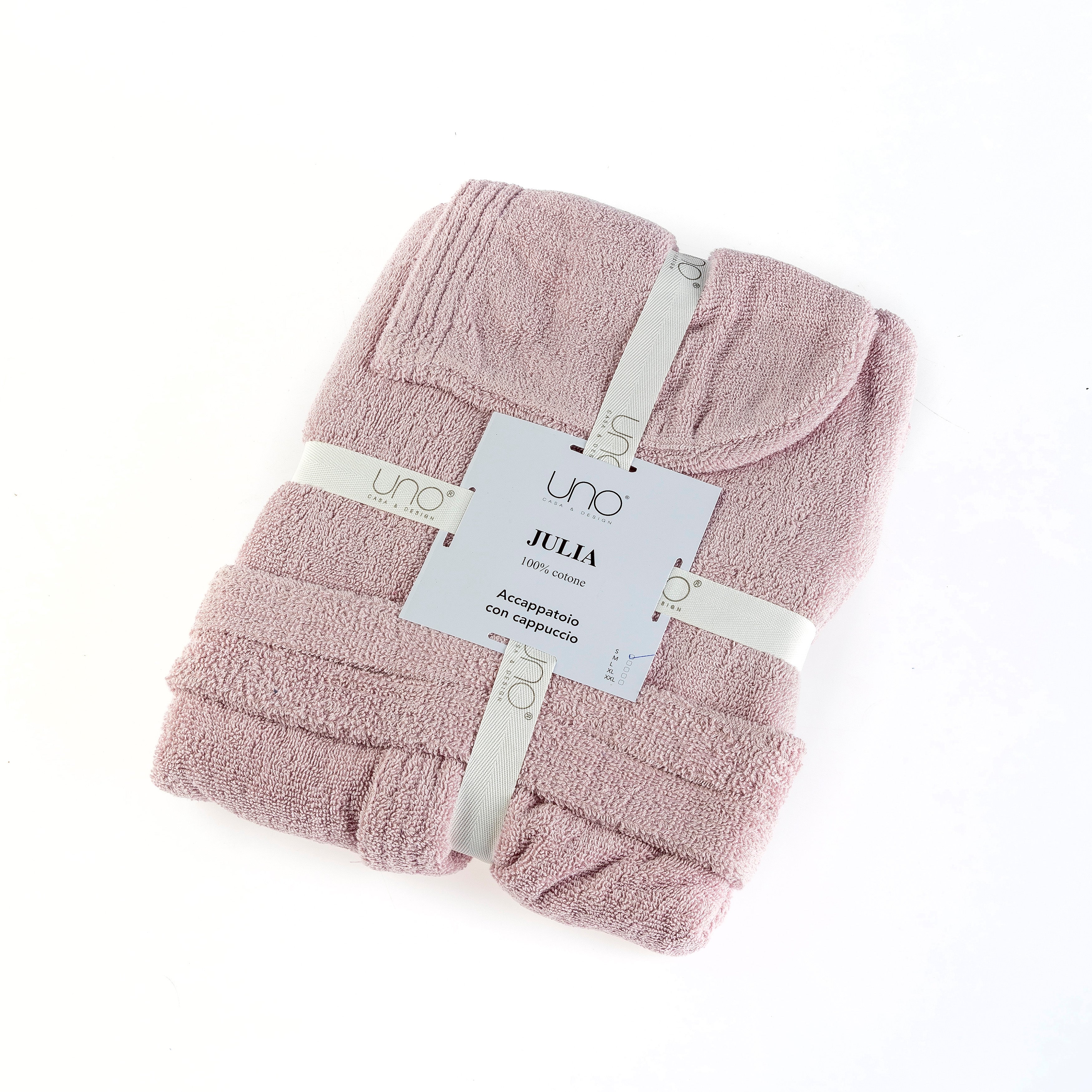 UNO DESIGN Accappatoio con Cappuccio Julia in Spugna di Puro Cotone 400 gr
