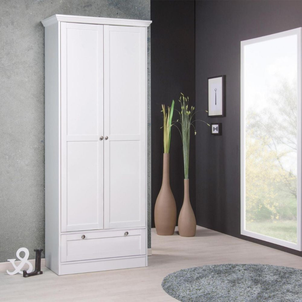 EGO ARREDO Armadio Scarpiera Landwood Bianco Due Ante E Cassetto