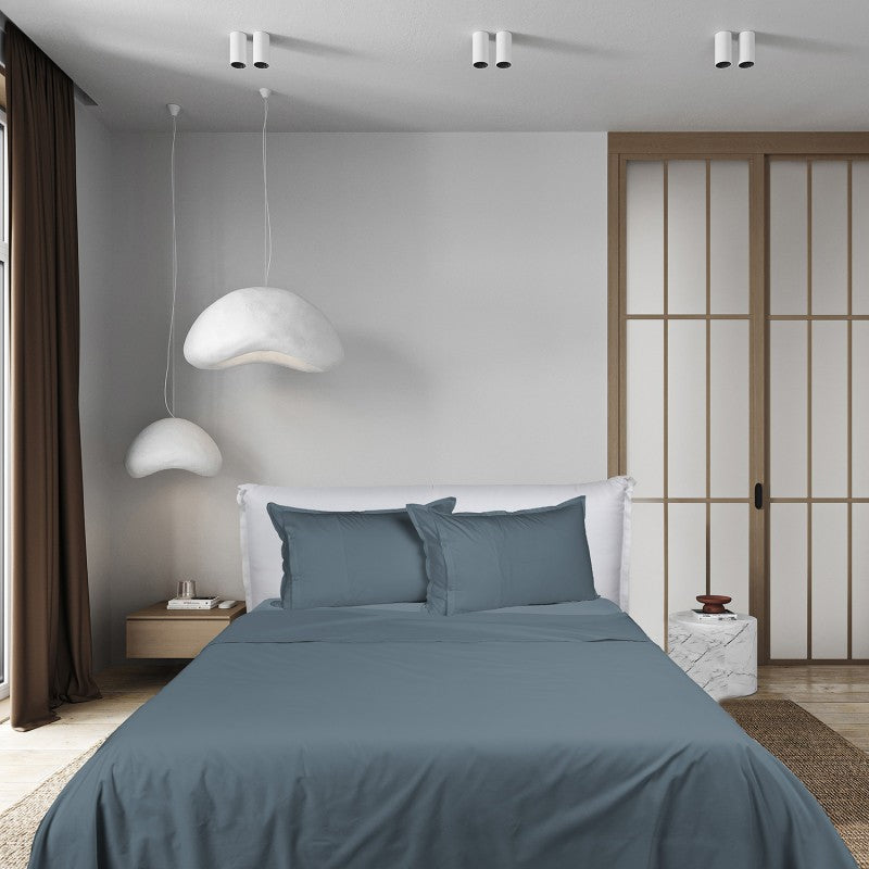 UNO DESIGN Completo Lenzuola Matrimoniale/Singolo in Puro Cotone Garment Washed_No-Stiro