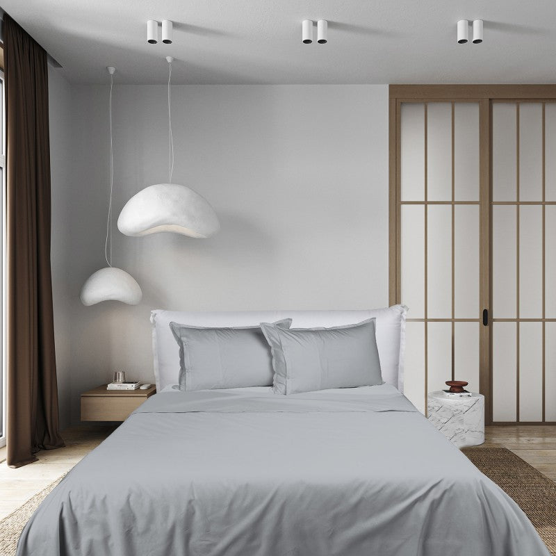 UNO DESIGN Completo Lenzuola Matrimoniale/Singolo in Puro Cotone Garment Washed_No-Stiro