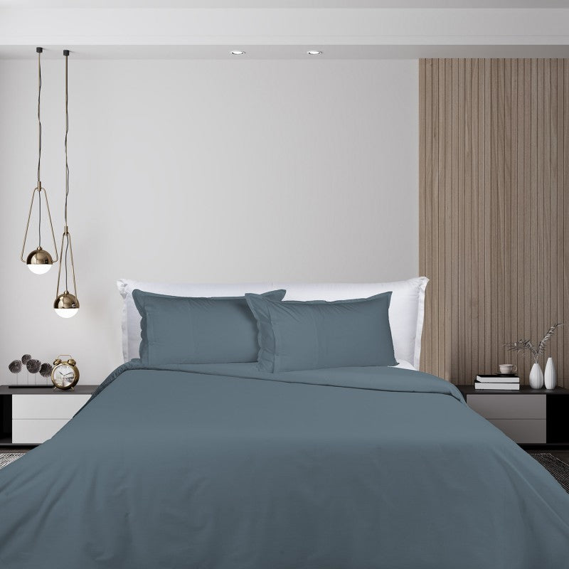 UNO DESIGN Sacco Copripiumino Matrimoniale/Singolo in Puro Cotone Garment Washed_No-Stiro