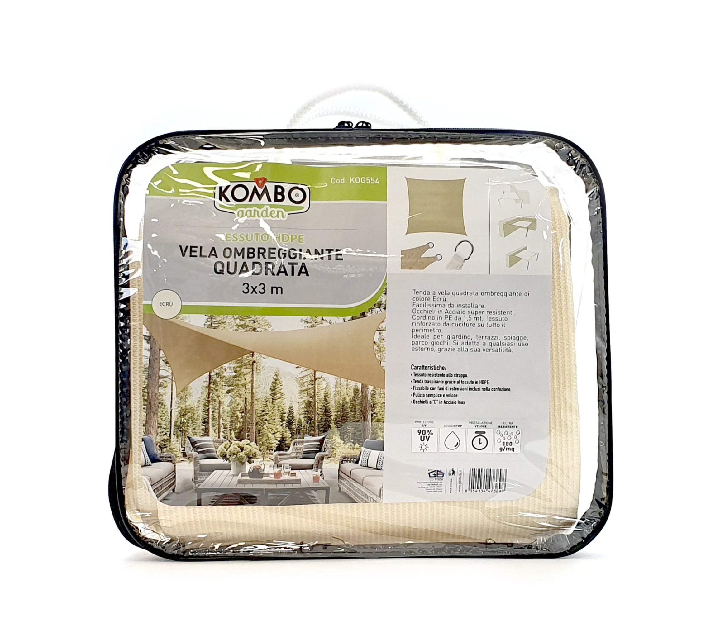 KOMBO Vela ombreggiante quadrata 180g ecrù