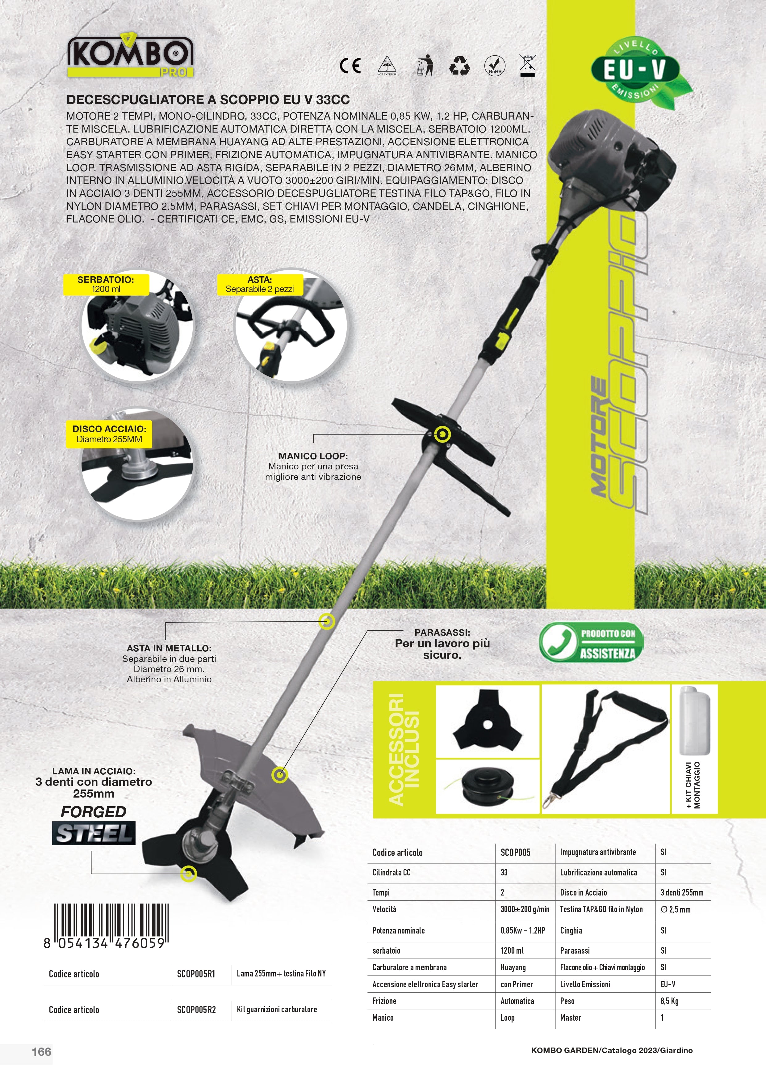 KOMBO PRO Decespugliatore a scoppio 33cc 0,85kw