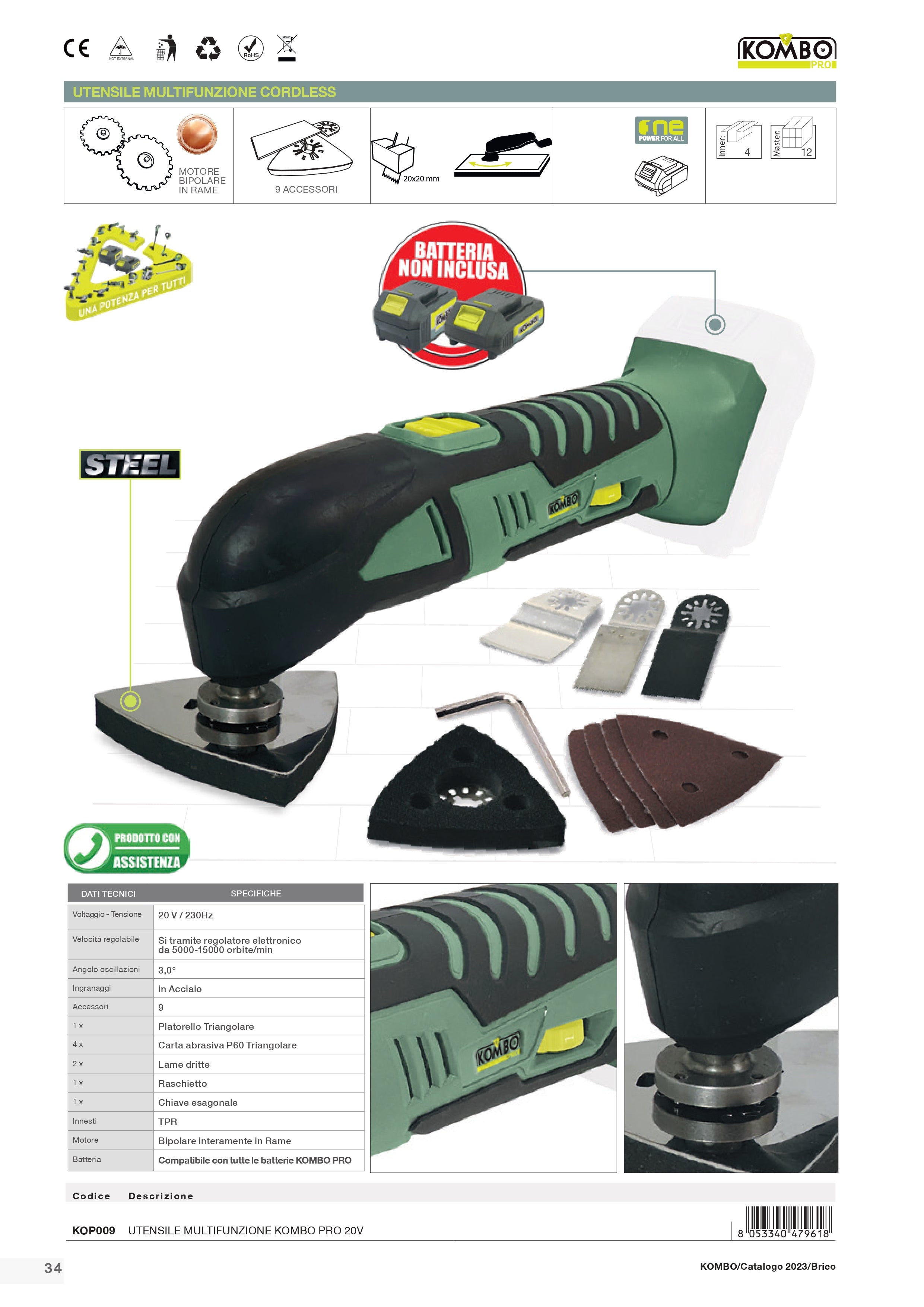 KOMBO PRO Utensile multifunzione 20V