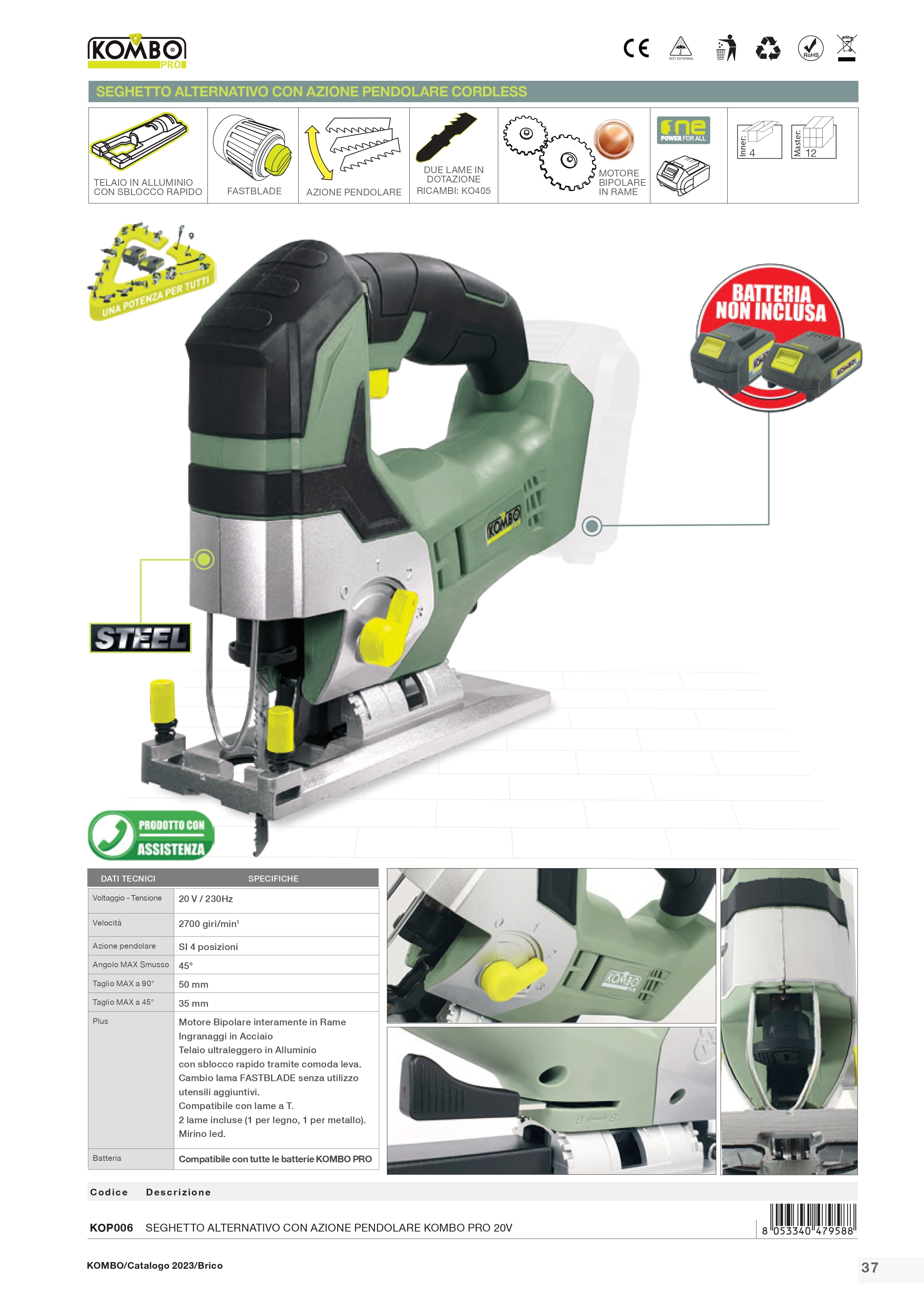 KOMBO PRO Seghetto alternativo pendolare cordless 20V