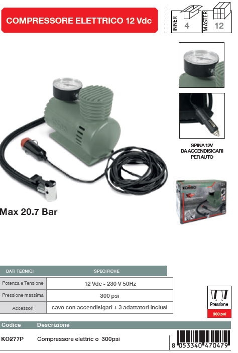 KOMBO Compressore elettrico per auto 12V