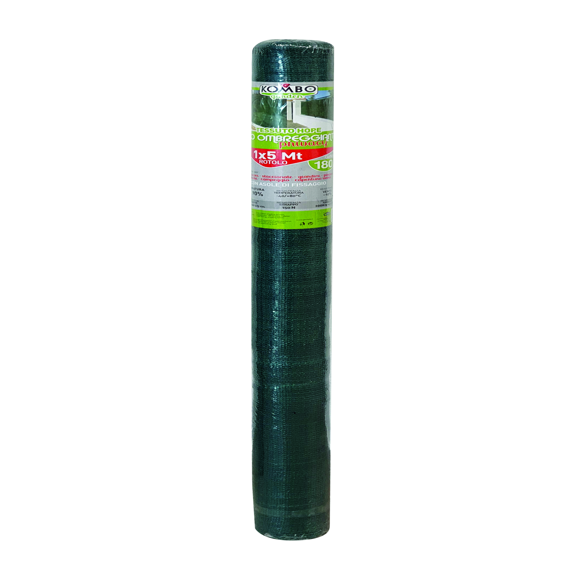 KOMBO Rotolo telo ombreggiante verde 180 gsm 1x5 mt