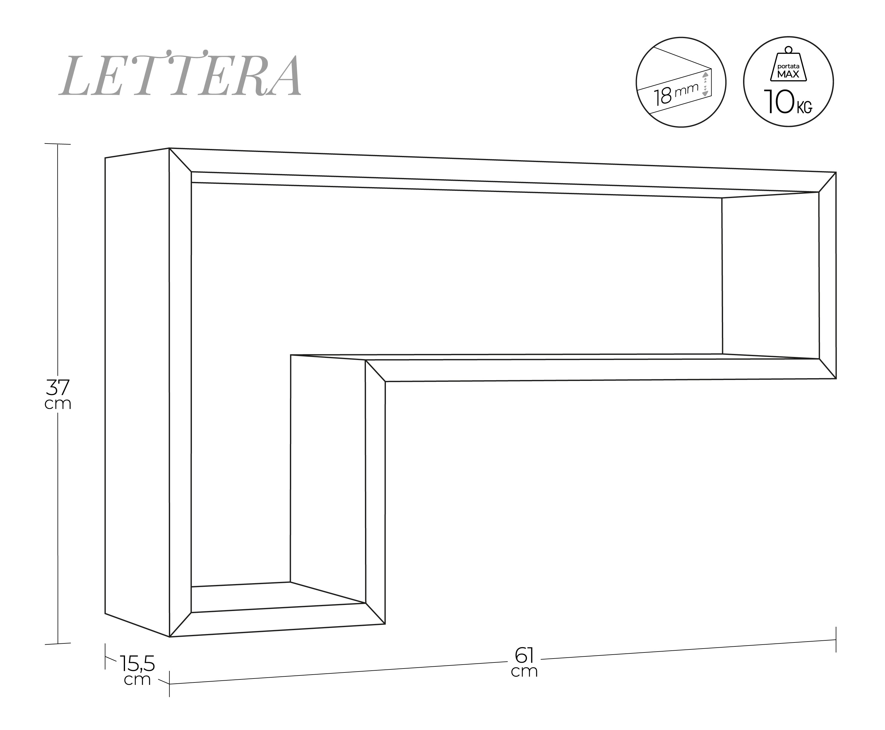 MODULARREDO Mensola da muro Lettera