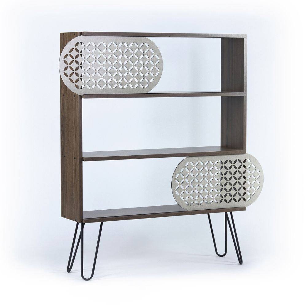 EGO ARREDO Libreria 3 Ripiani Illia Noce Nero 94x25x117