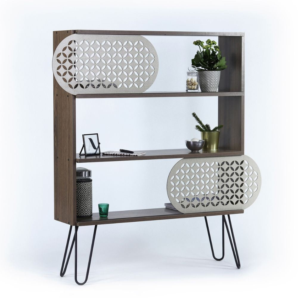 EGO ARREDO Libreria 3 Ripiani Illia Noce Nero 94x25x117