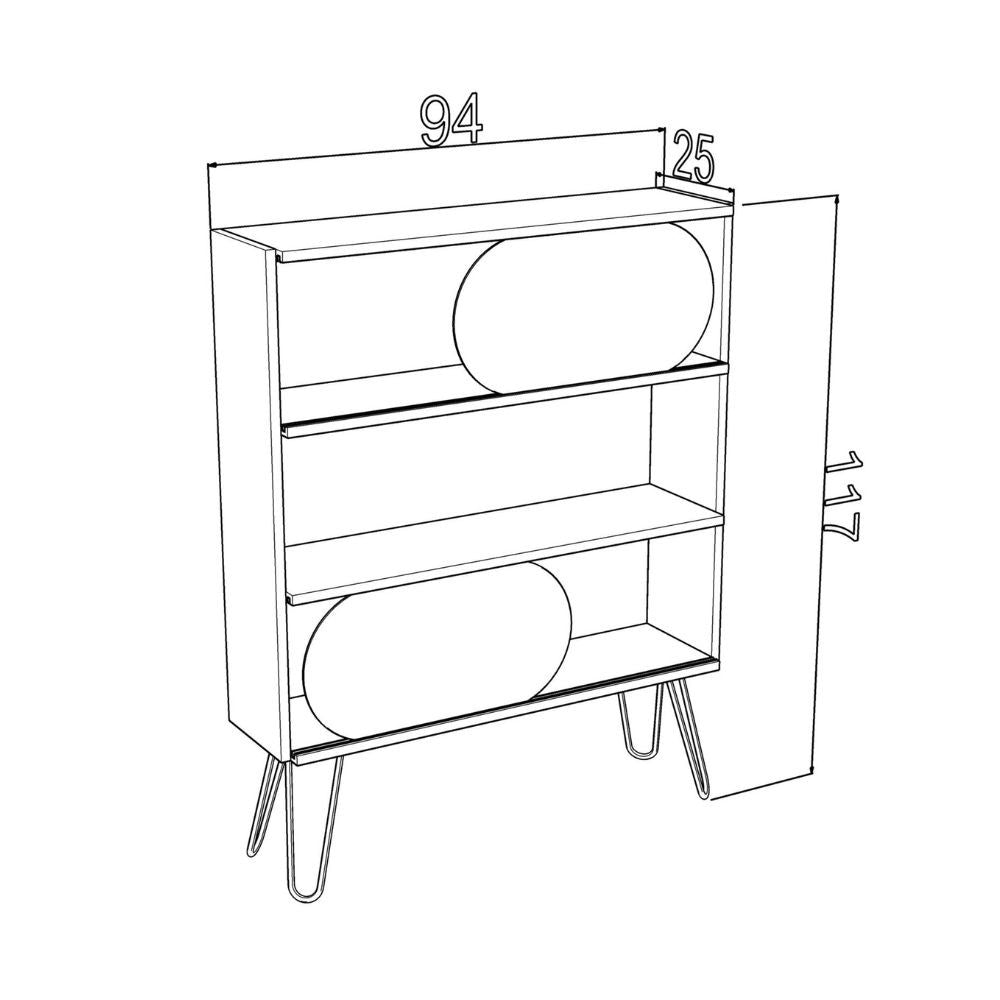 EGO ARREDO Libreria 3 Ripiani Illia Noce Nero 94x25x117