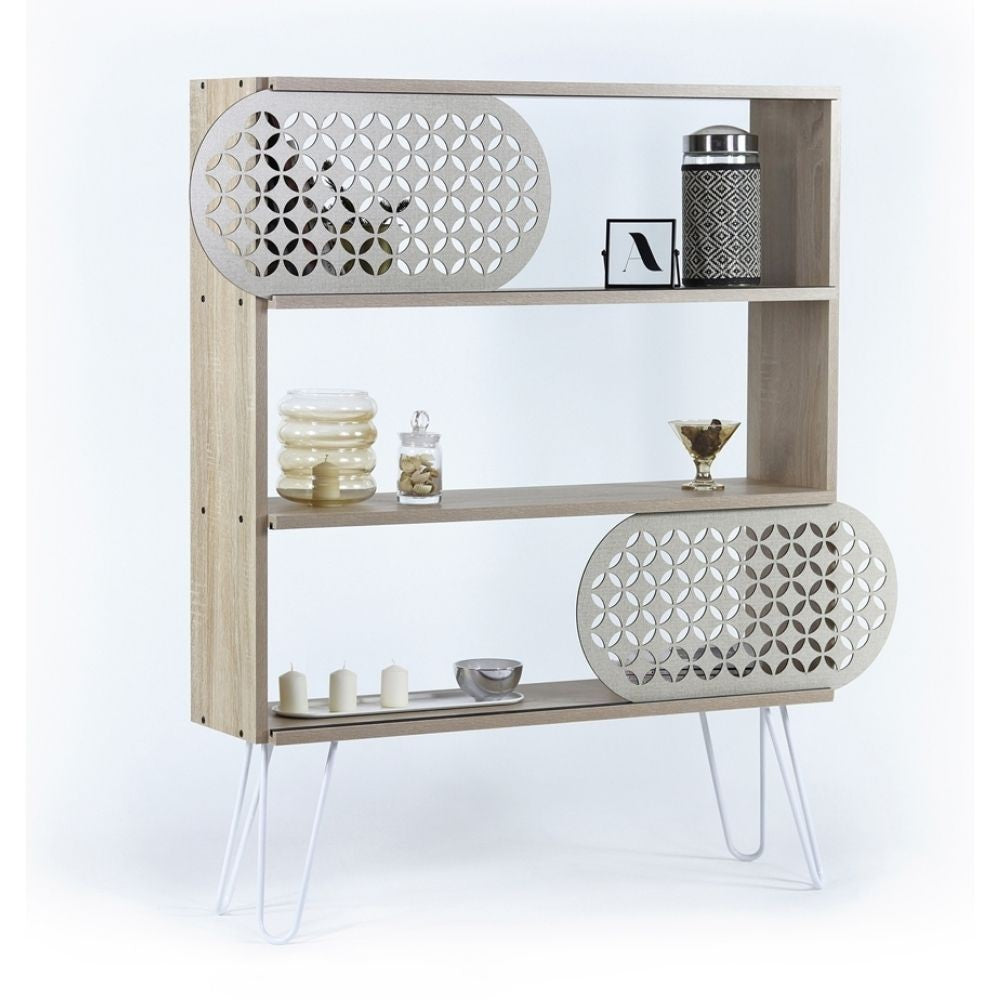 EGO ARREDO Libreria 3 Ripiani Illia Rovere Nero 94x25x117