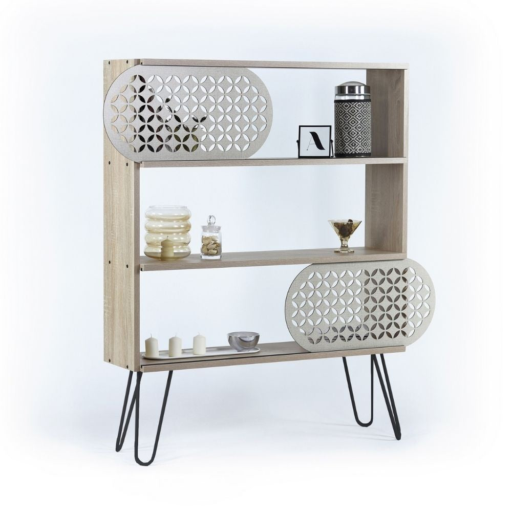 EGO ARREDO Libreria 3 Ripiani Illia Rovere Nero 94x25x117