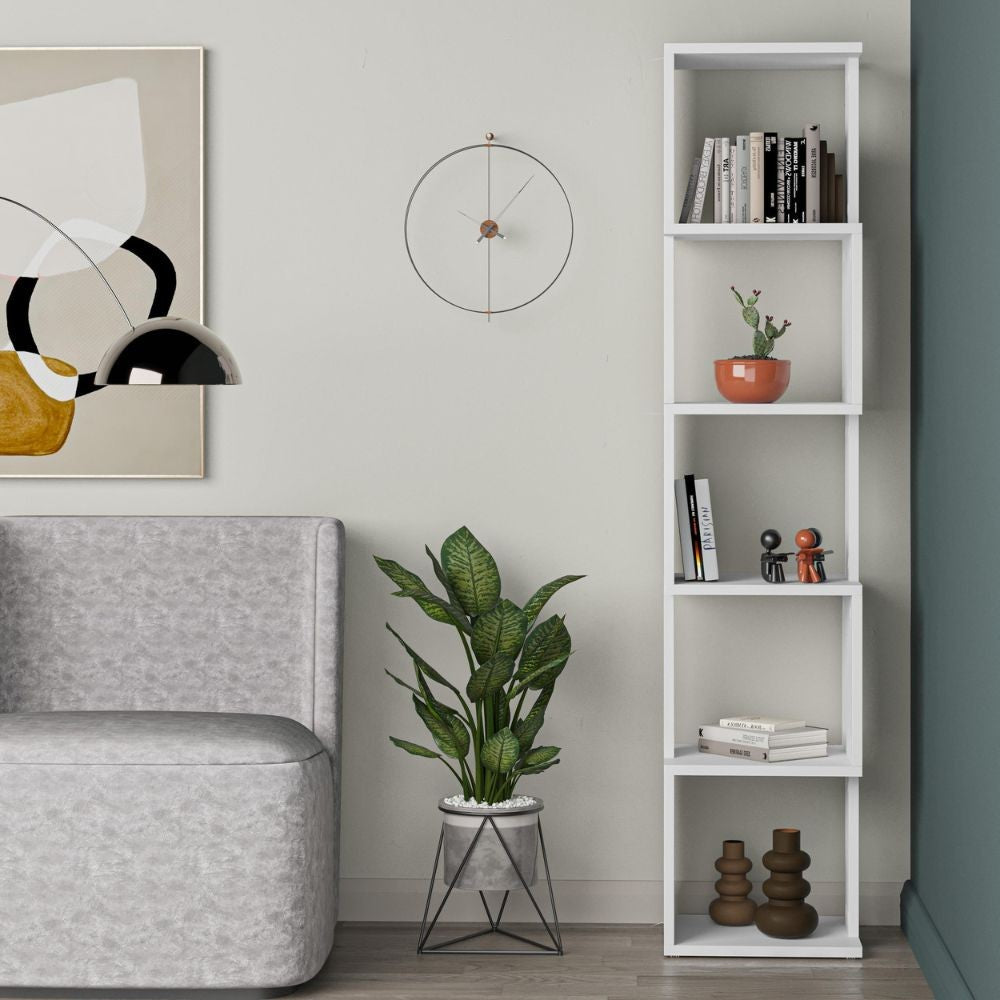 EGO ARREDO Libreria A Cubo Piri Colore Bianco H 161x30x35 Cm.