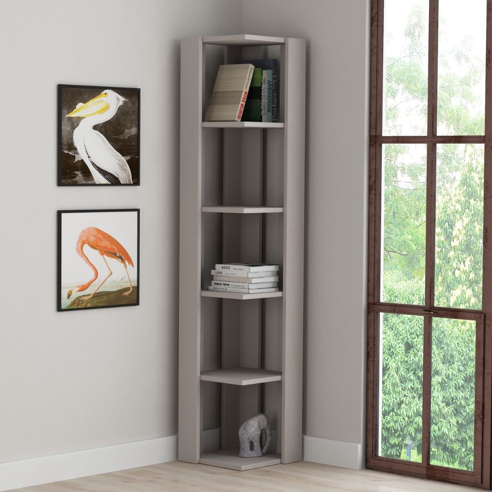 EGO ARREDO Libreria Angolare Nati Light Mocha 5 Ripiani