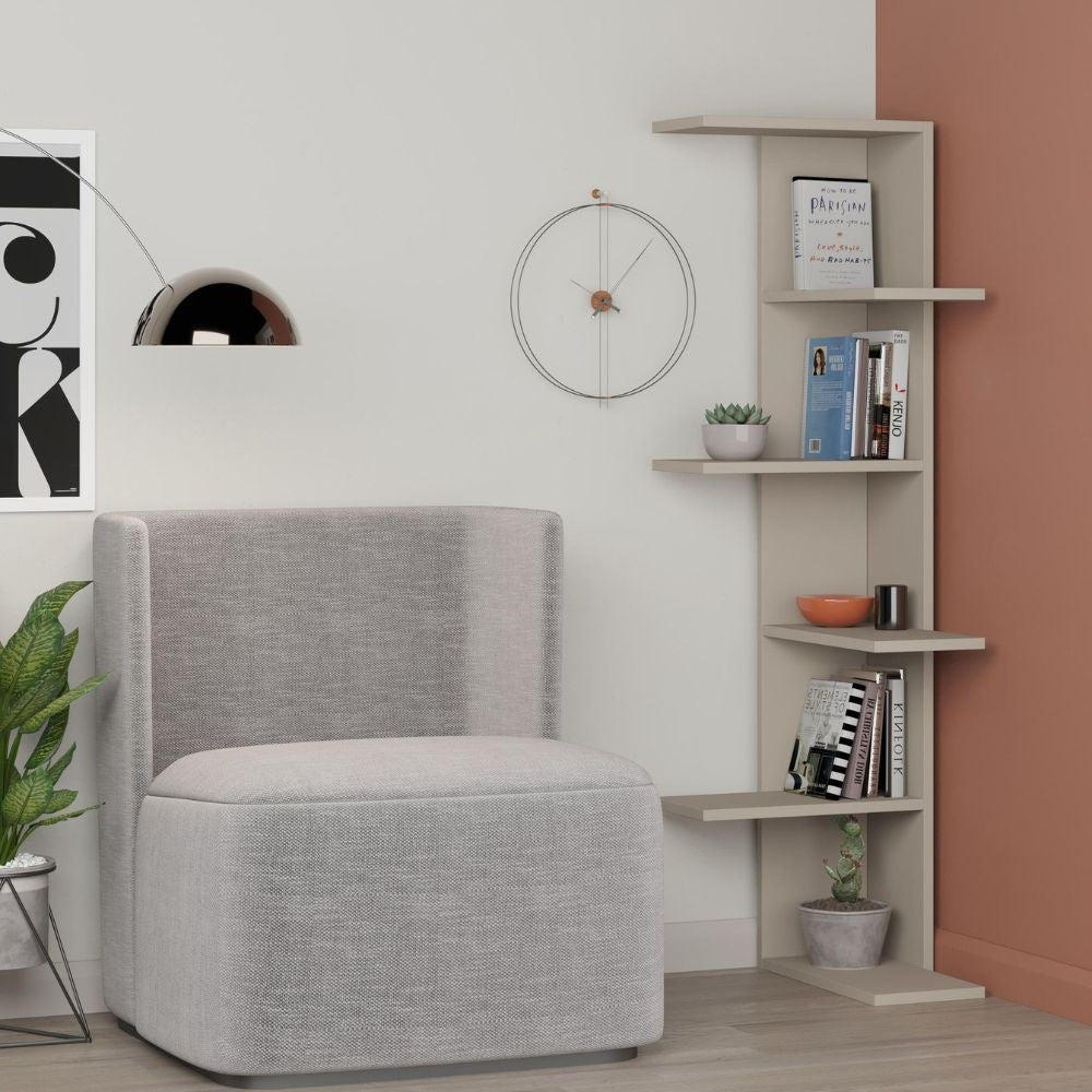 EGO ARREDO Libreria Angolare Saso 5 Ripiani Colore Cashmere