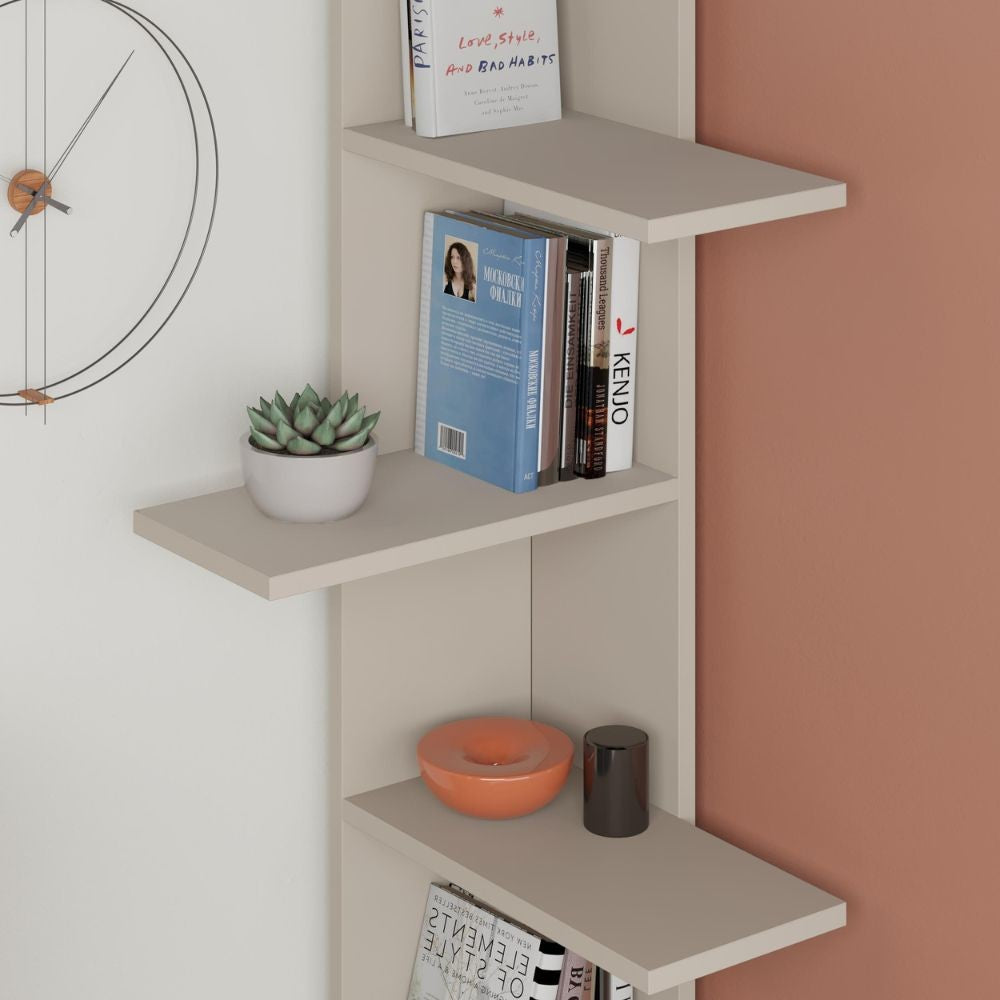 EGO ARREDO Libreria Angolare Saso 5 Ripiani Colore Cashmere
