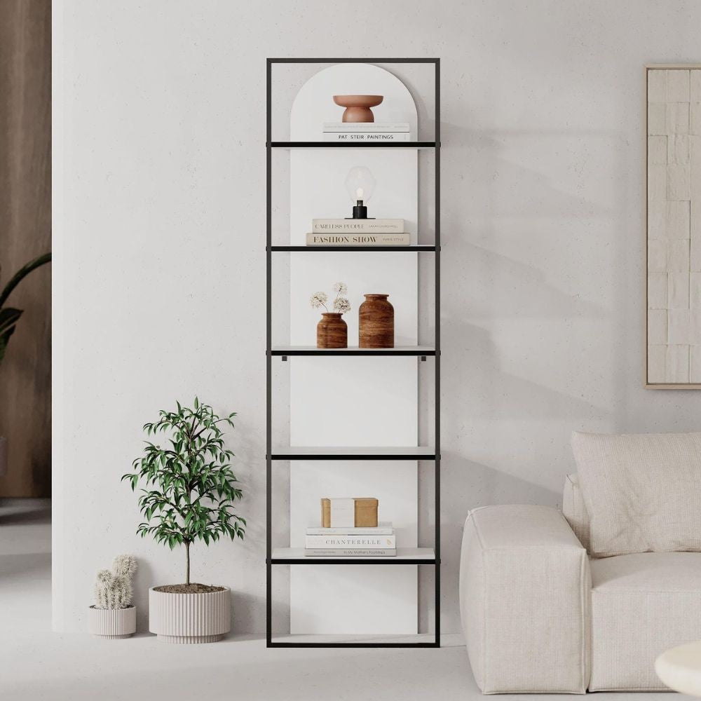 EGO ARREDO Libreria Archy 5 Ripiani In Colore Bianco