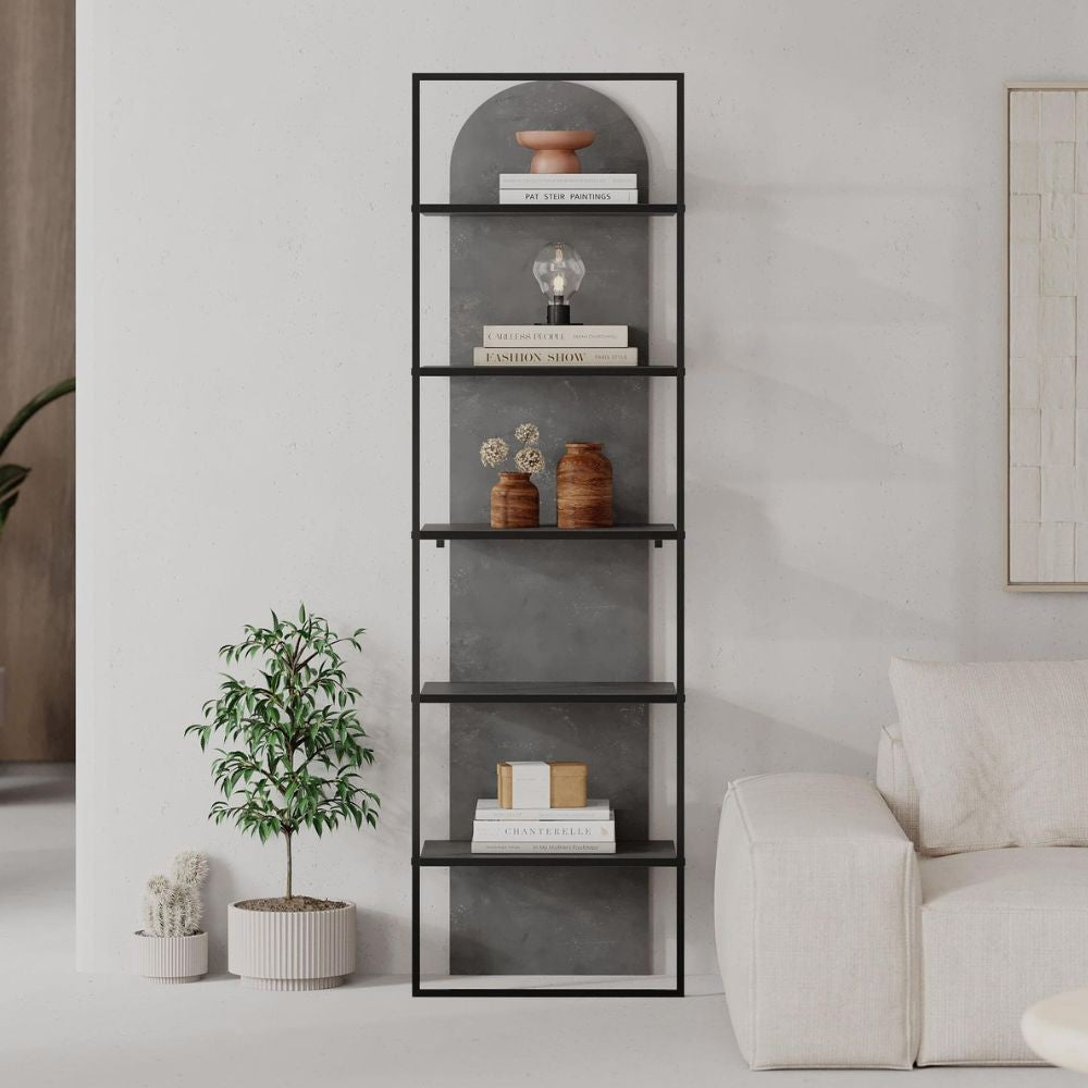 EGO ARREDO Libreria Archy 5 Ripiani In Colore Retro Grey