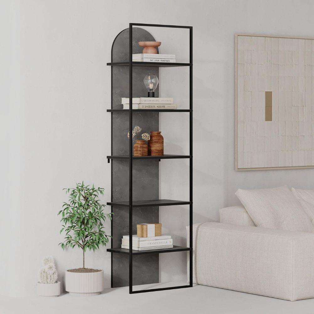 EGO ARREDO Libreria Archy 5 Ripiani In Colore Retro Grey